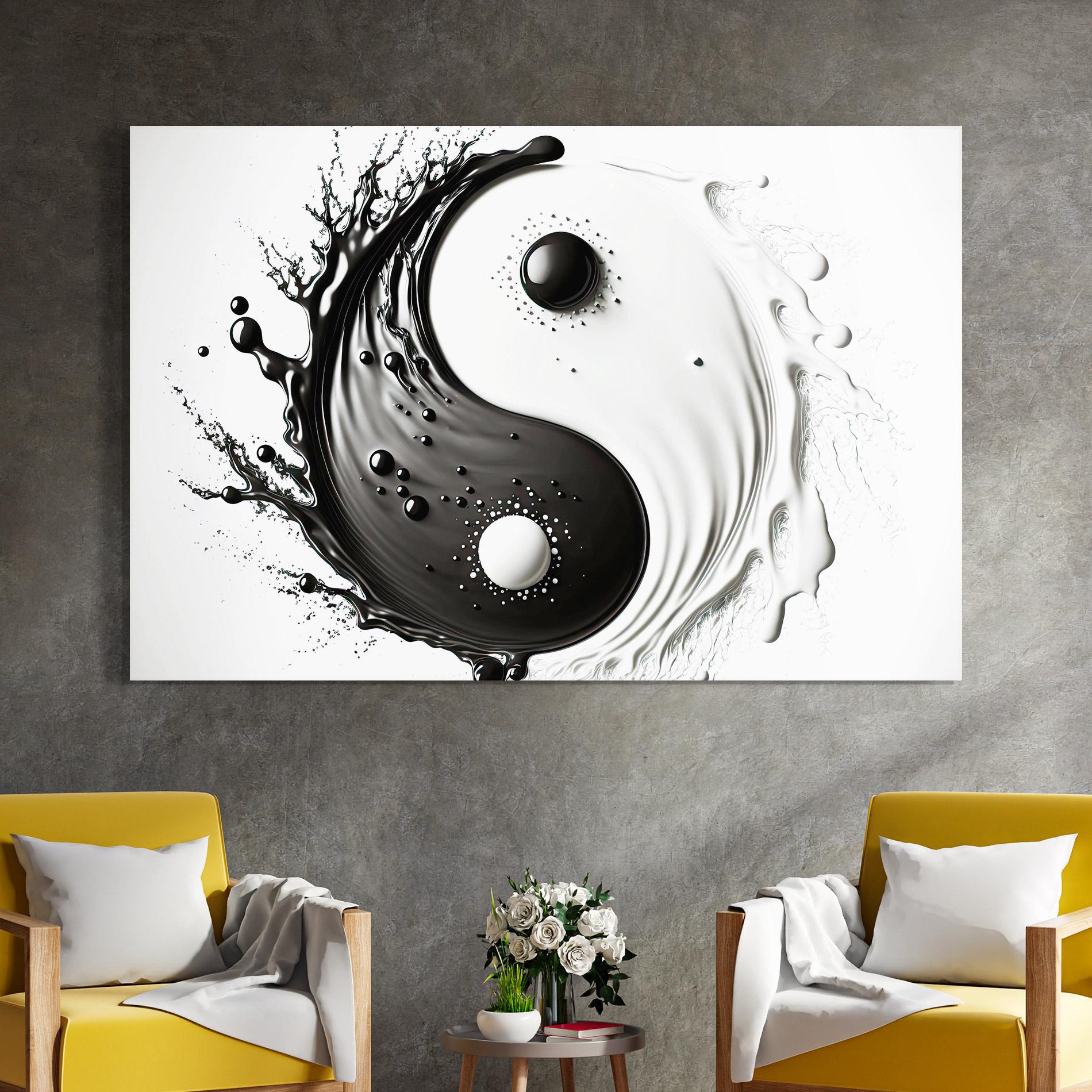 Glasbild Black Liquid Yinyang mockup 4