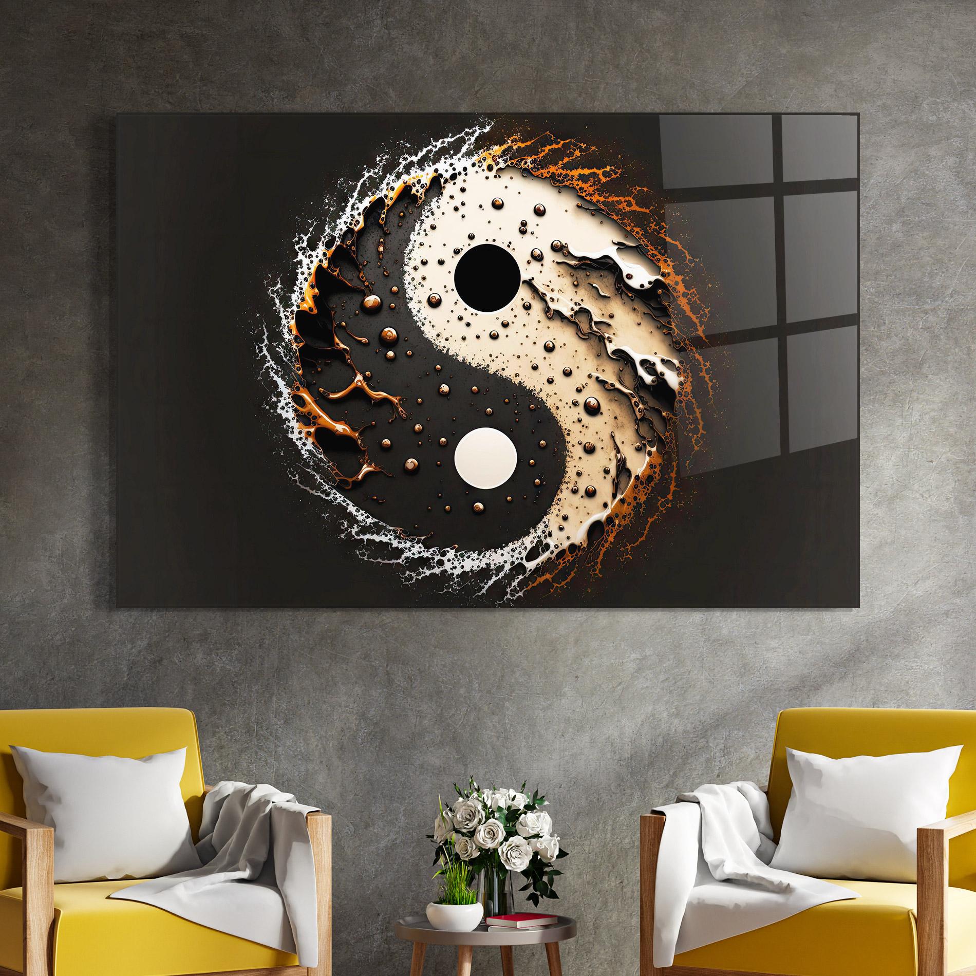Glasbild Brown Liquid Yinyang mockup 4
