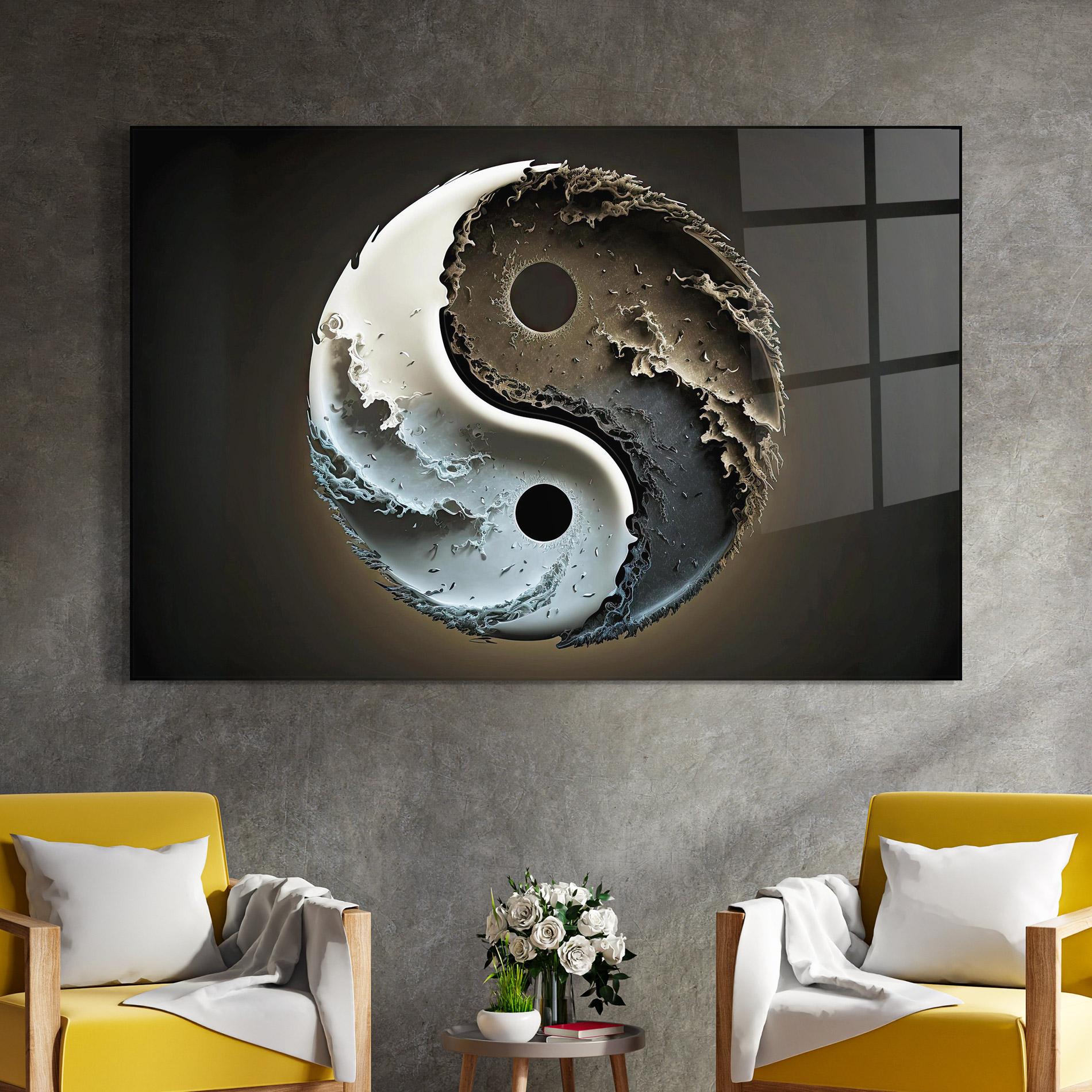 Glasbild Brown Smoke Yinyang mockup 4