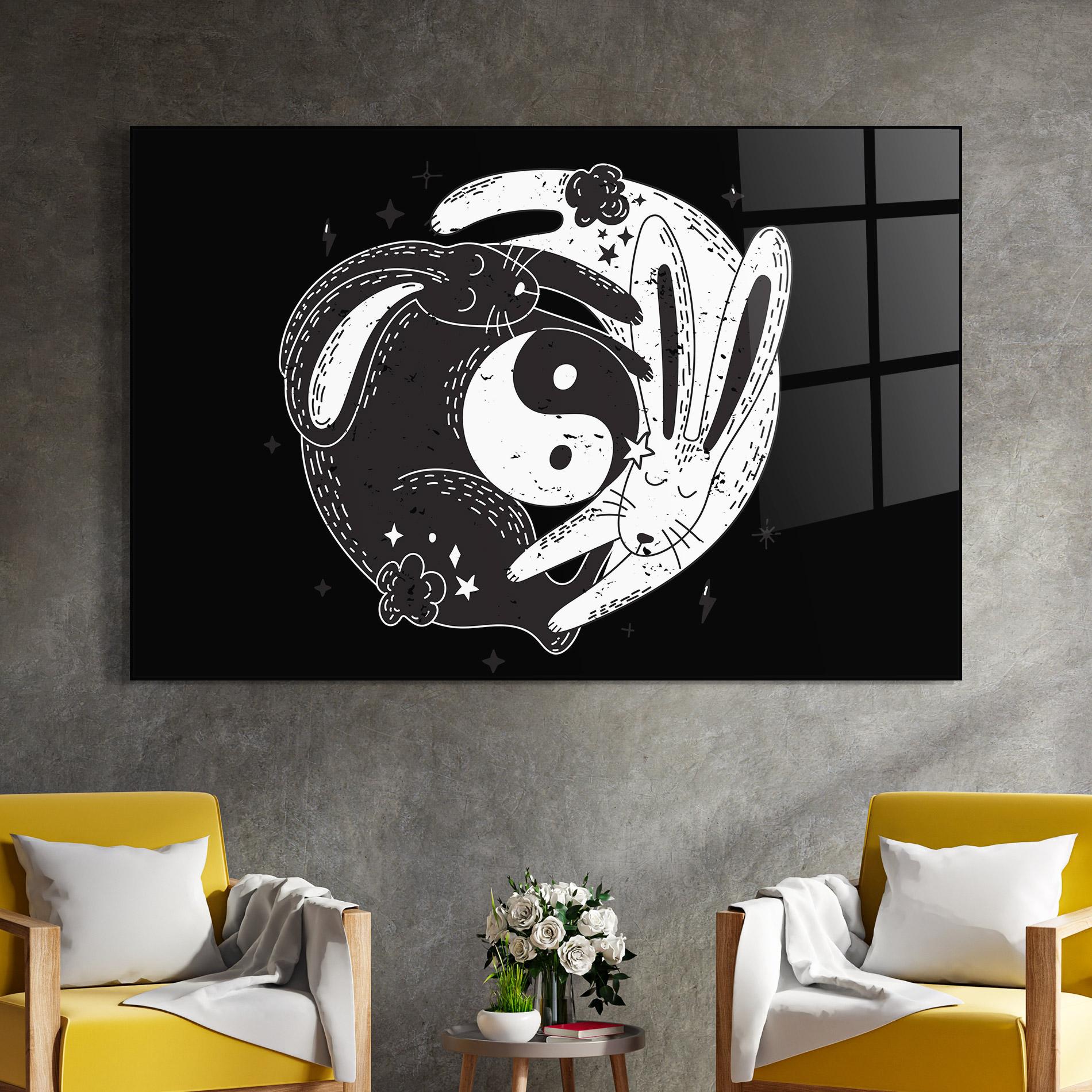 Glasbild Bunny Yinyang mockup 4