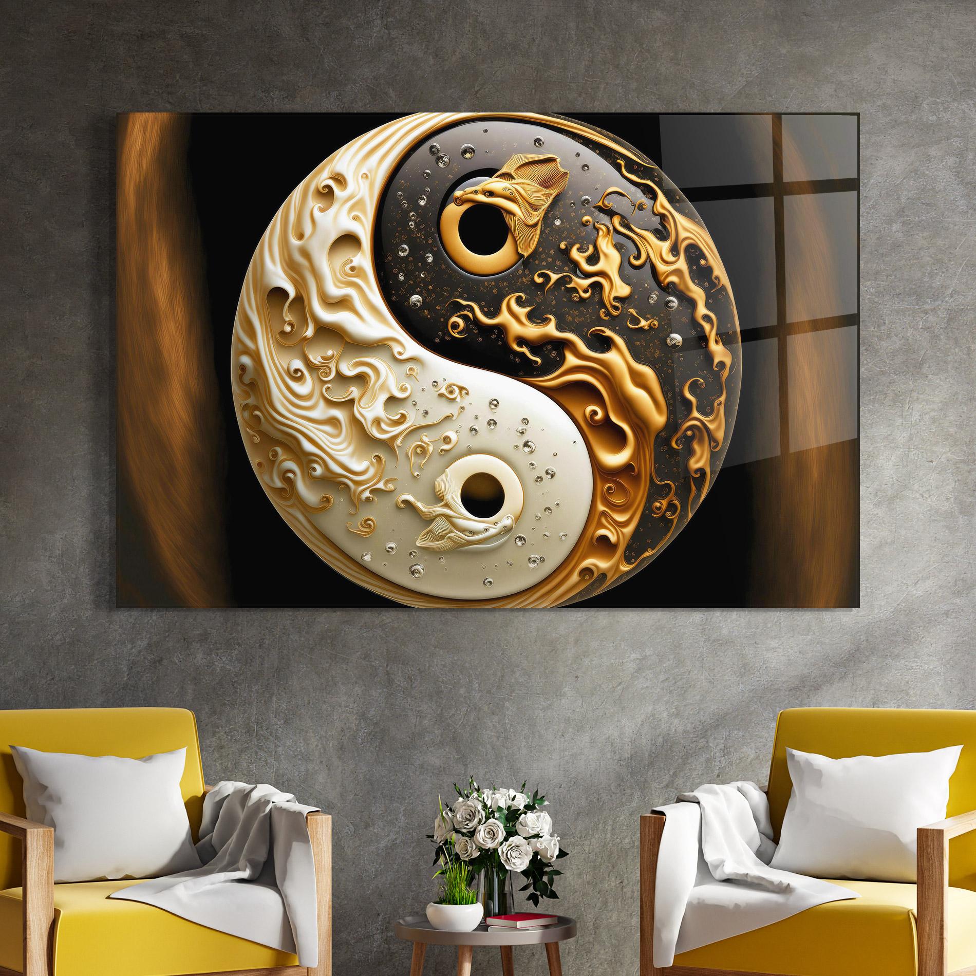 Glasbild Caramel Yinyang mockup 4