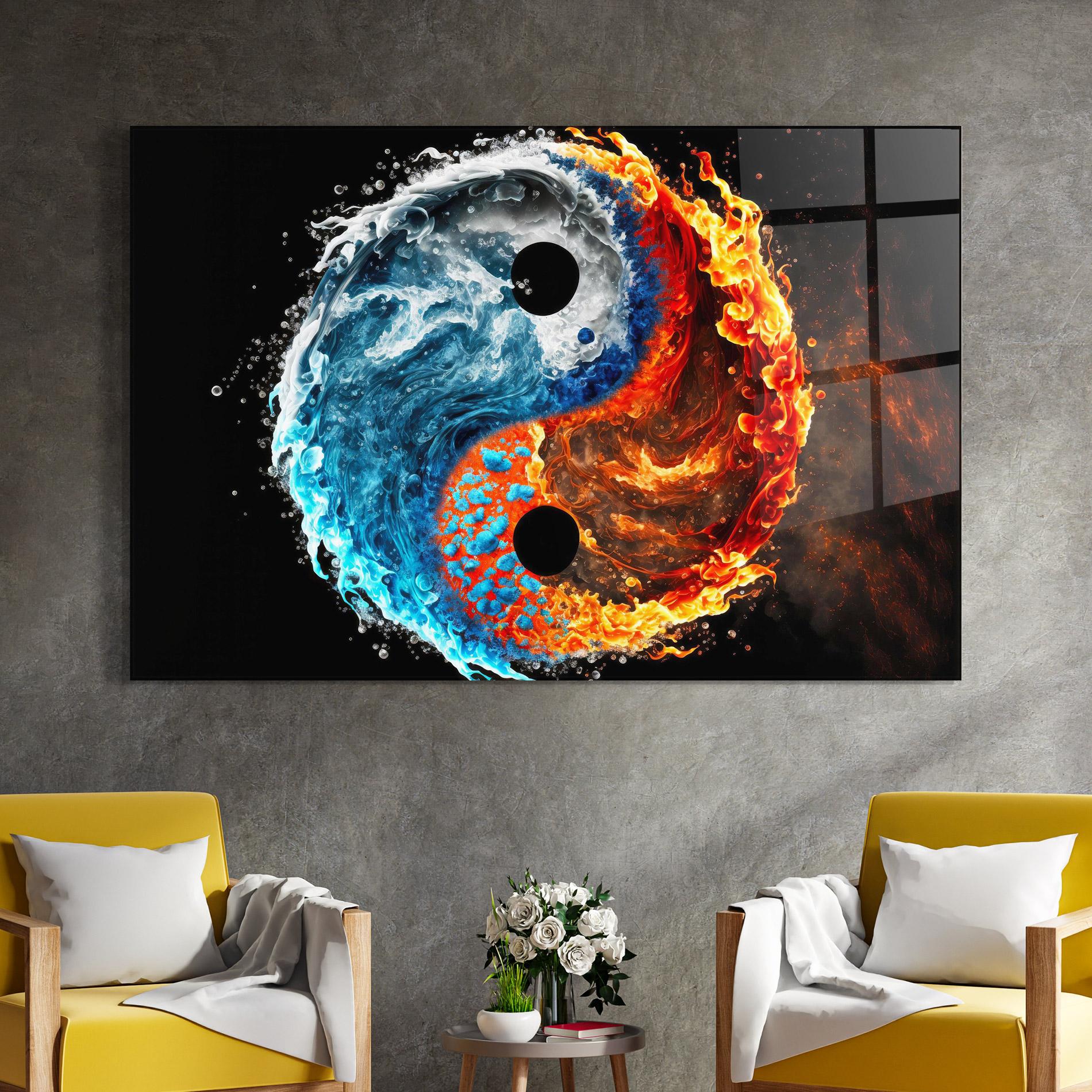 Glasbild Fire Water Yin Yang mockup 4