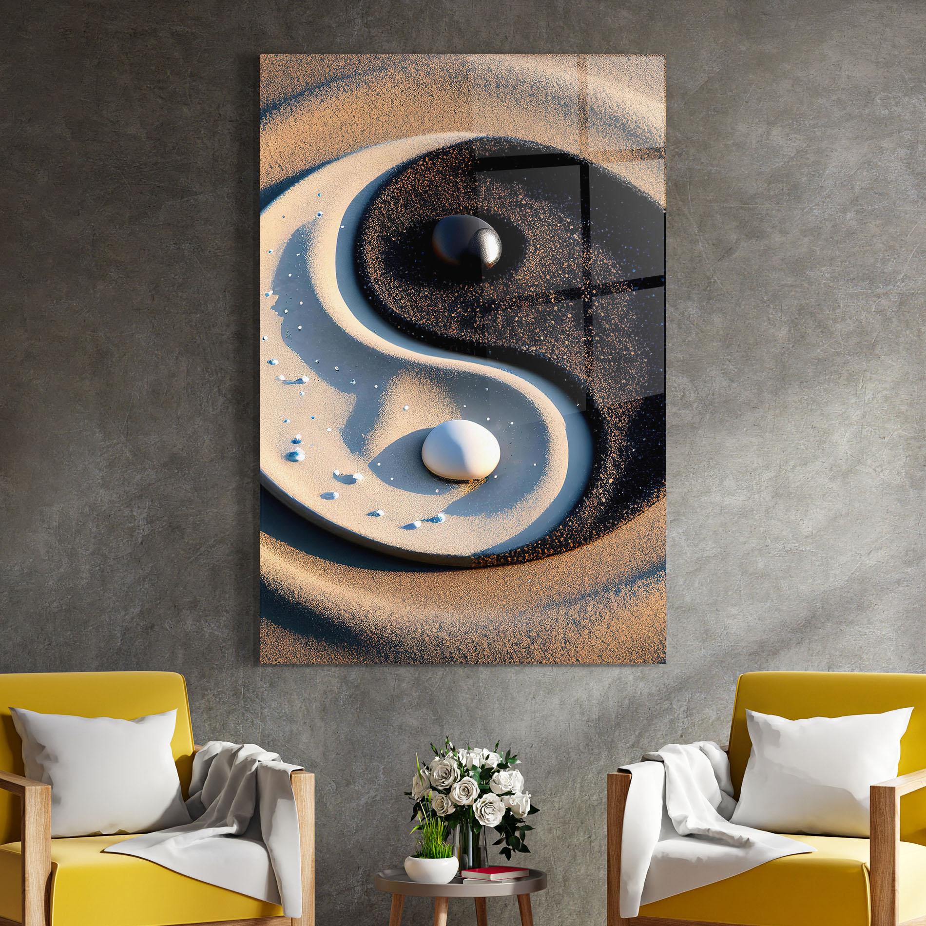 Glasbild Pretty Sand Yinyang mockup 4