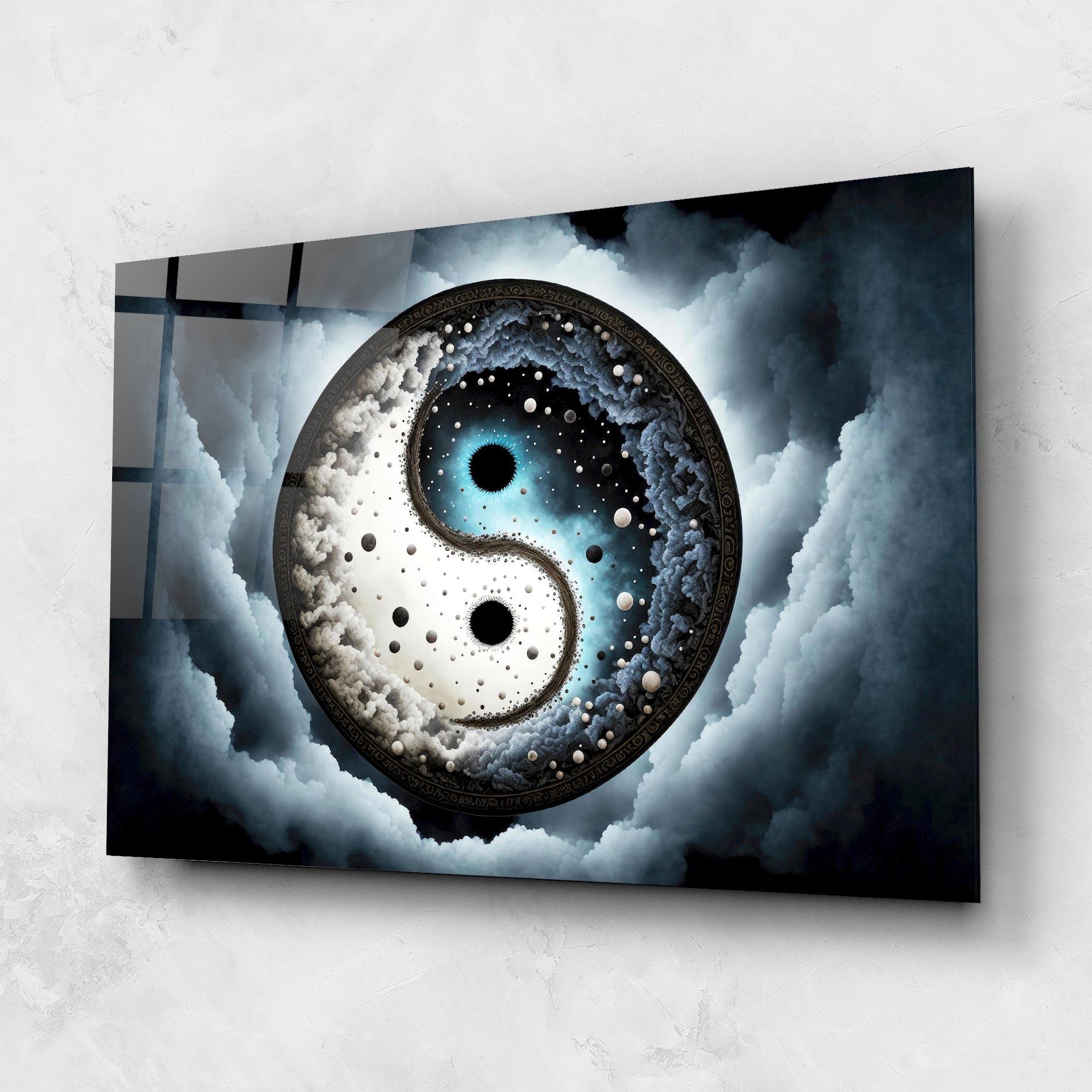 Glasbild Black Blue Yinyang mockup 1