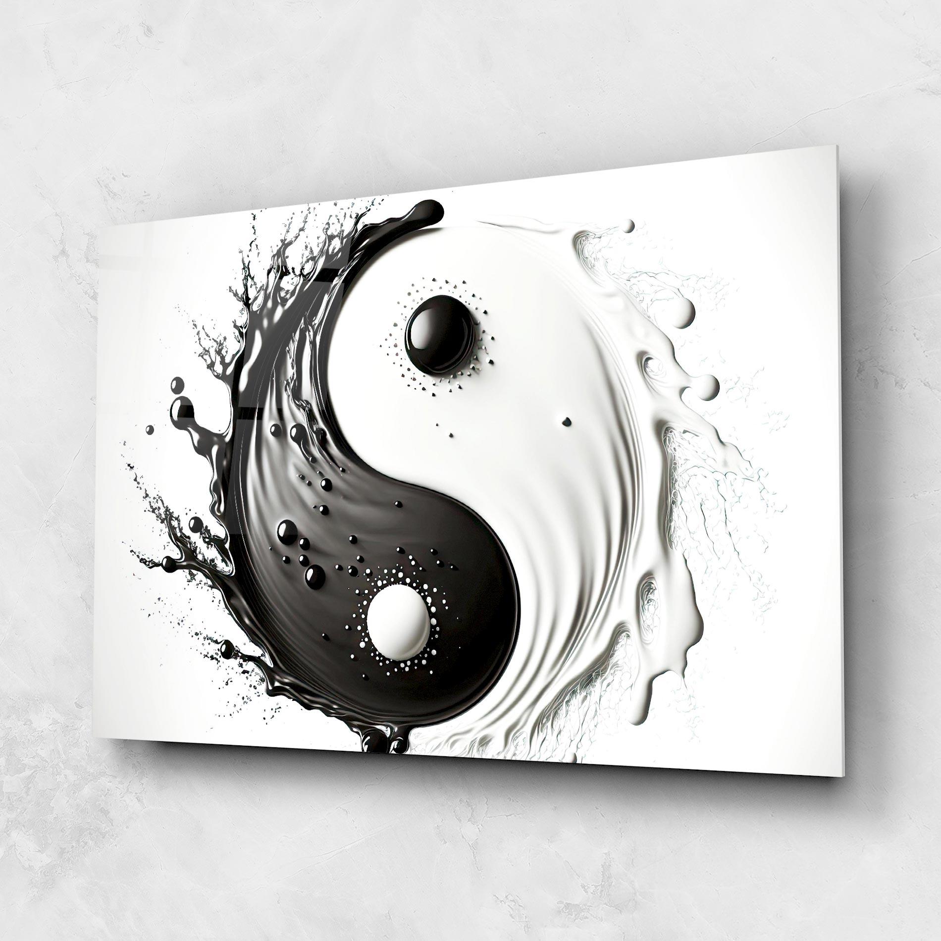 Glasbild Black Liquid Yinyang mockup 1