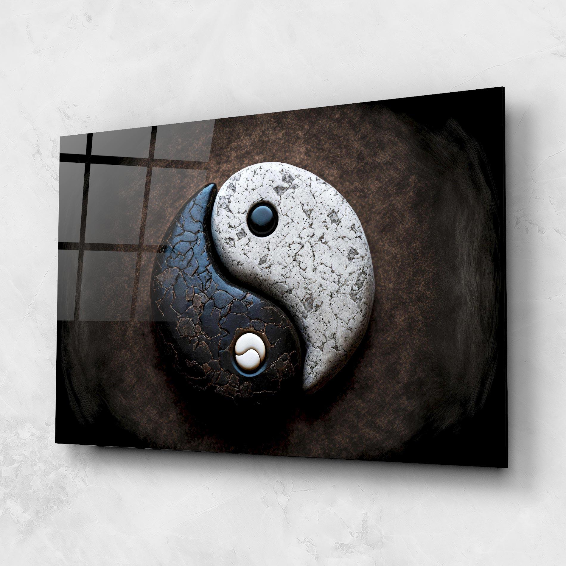 Glasbild Black Stone Yinyang mockup 1