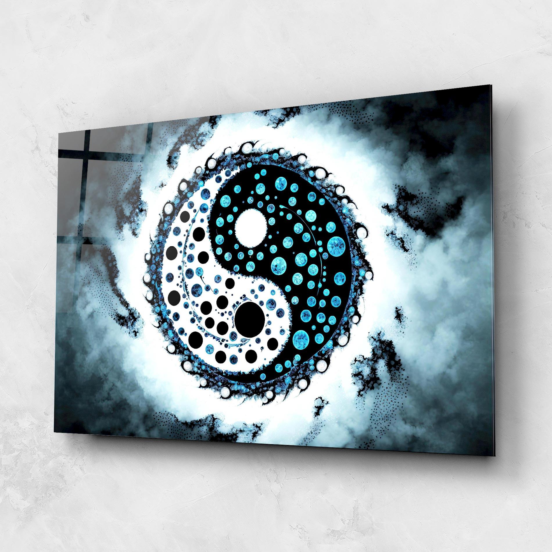 Glasbild Blue White Yinyang mockup 1