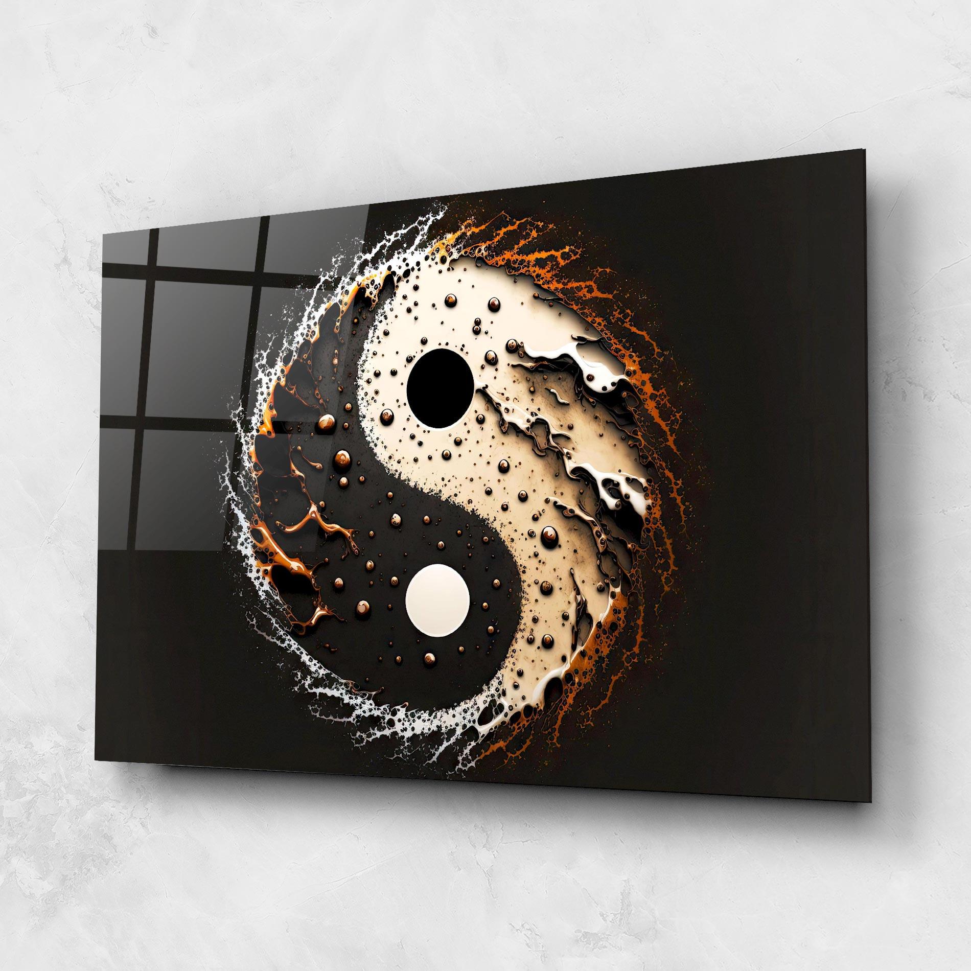 Glasbild Brown Liquid Yinyang mockup 1