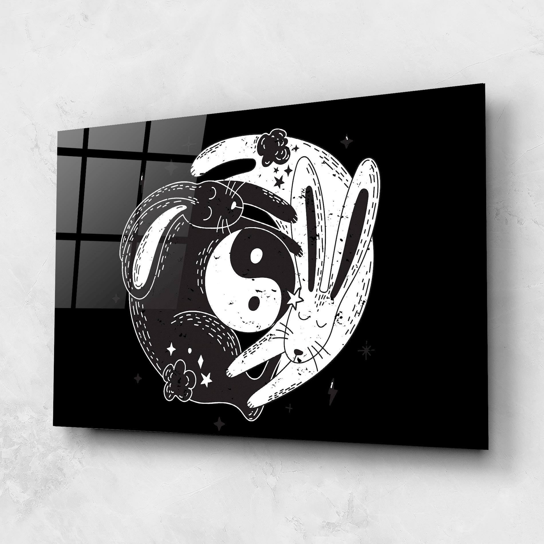 Glasbild Bunny Yinyang mockup 1