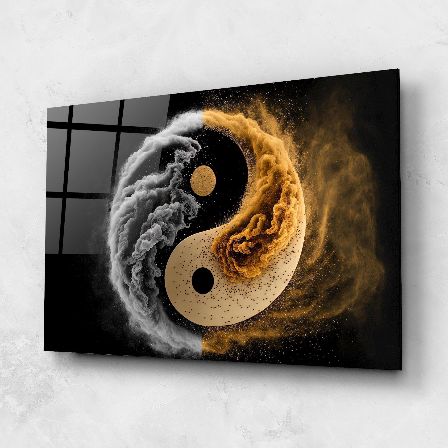 Glasbild Cream Smoke Yinyang mockup 1