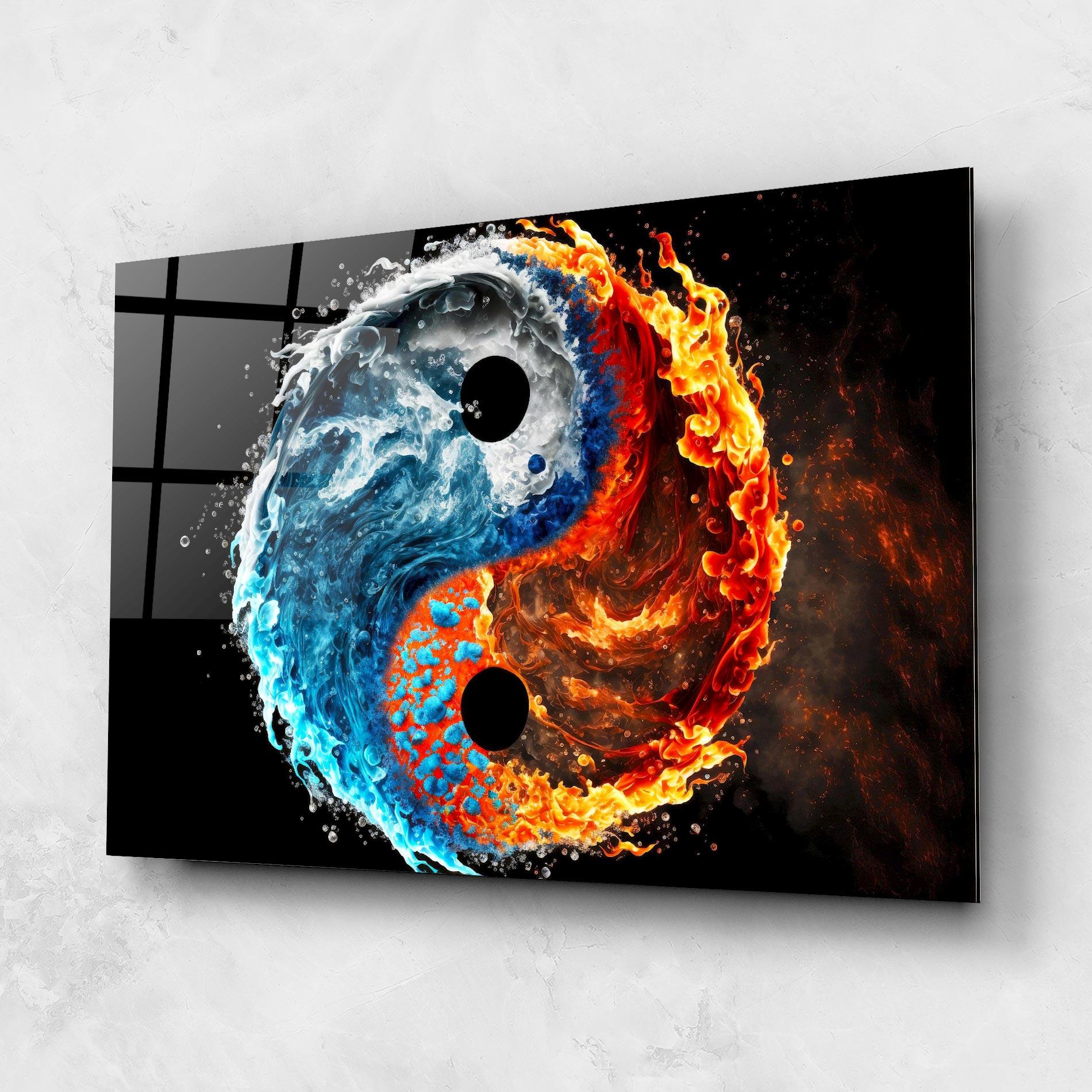 Glasbild Fire Water Yin Yang mockup 1