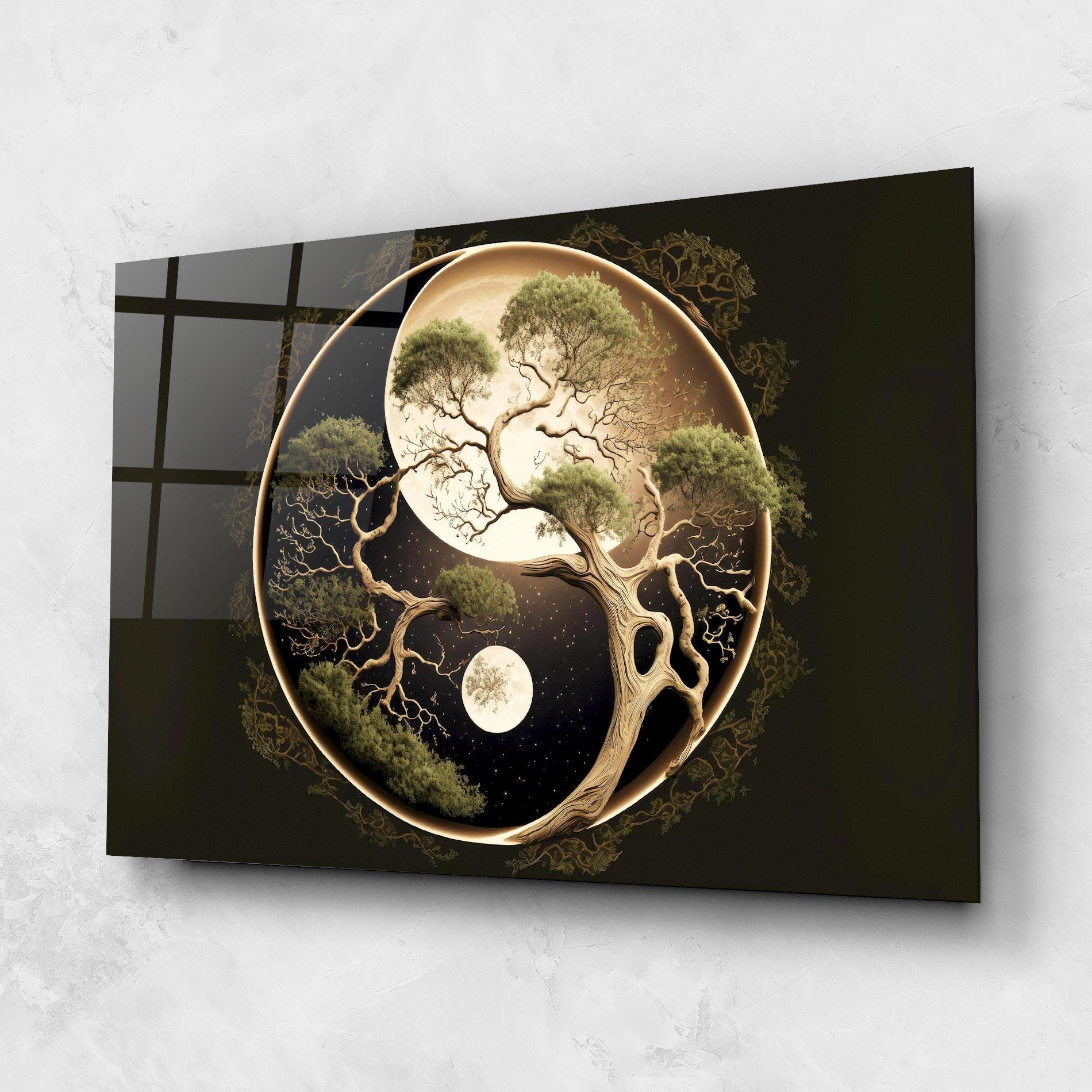 Glasbild Green Tree Yinyang mockup 1