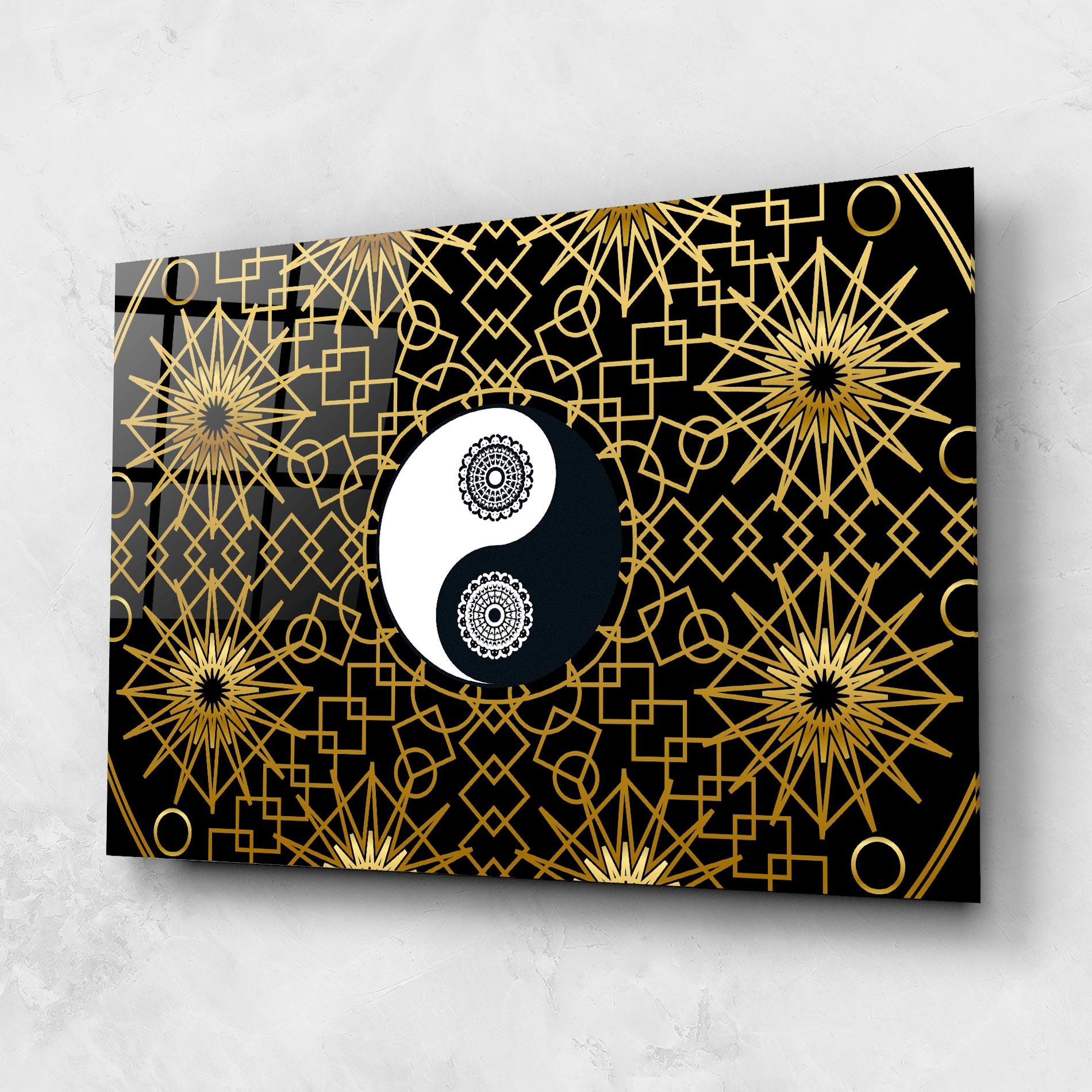 Glasbild Meditation Yin Yang mockup 1
