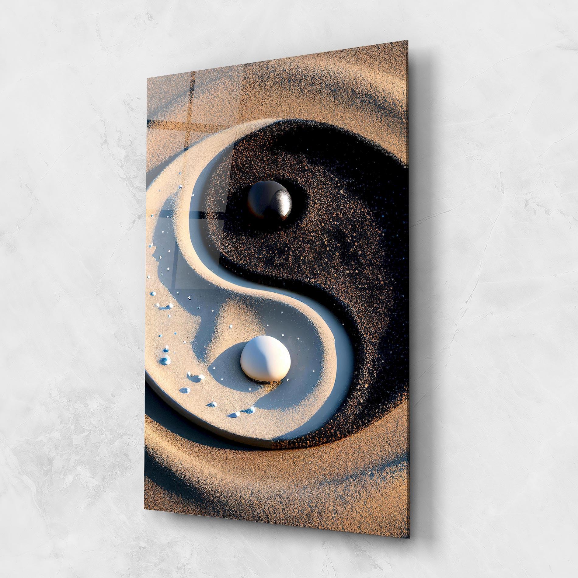 Glasbild Pretty Sand Yinyang mockup 1