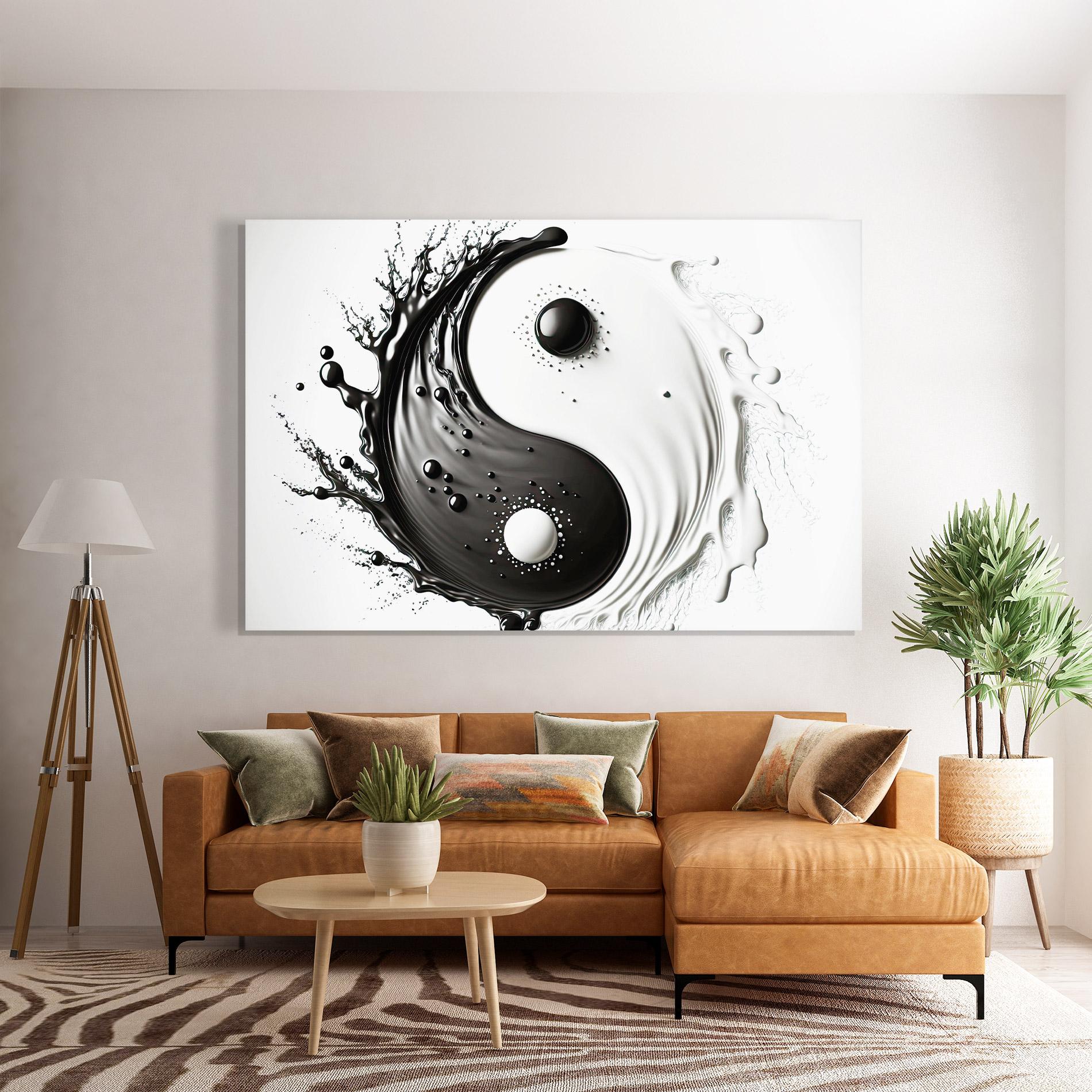Glasbild Black Liquid Yinyang mockup 7