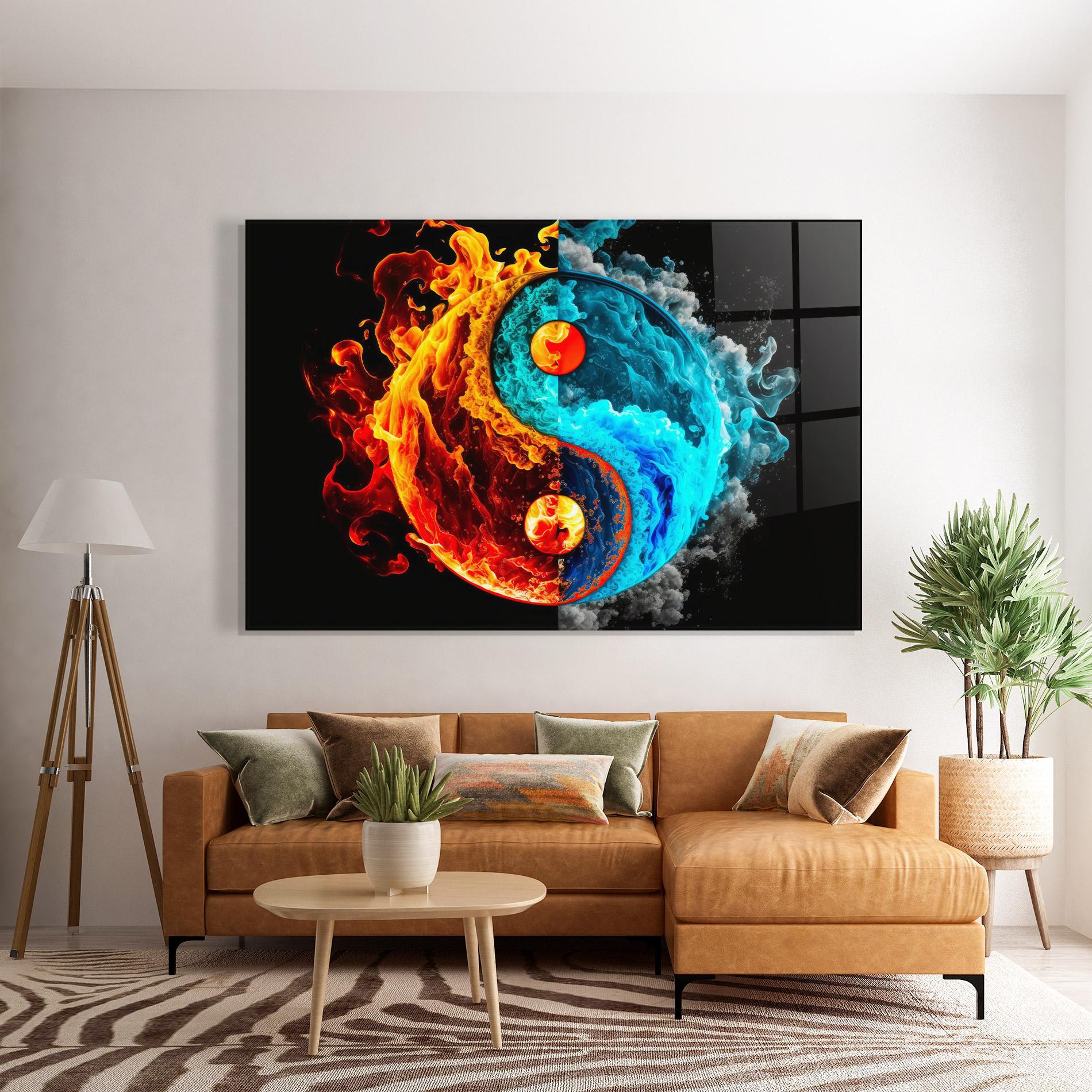 Glasbild Blue Smoke Yinyang mockup 7