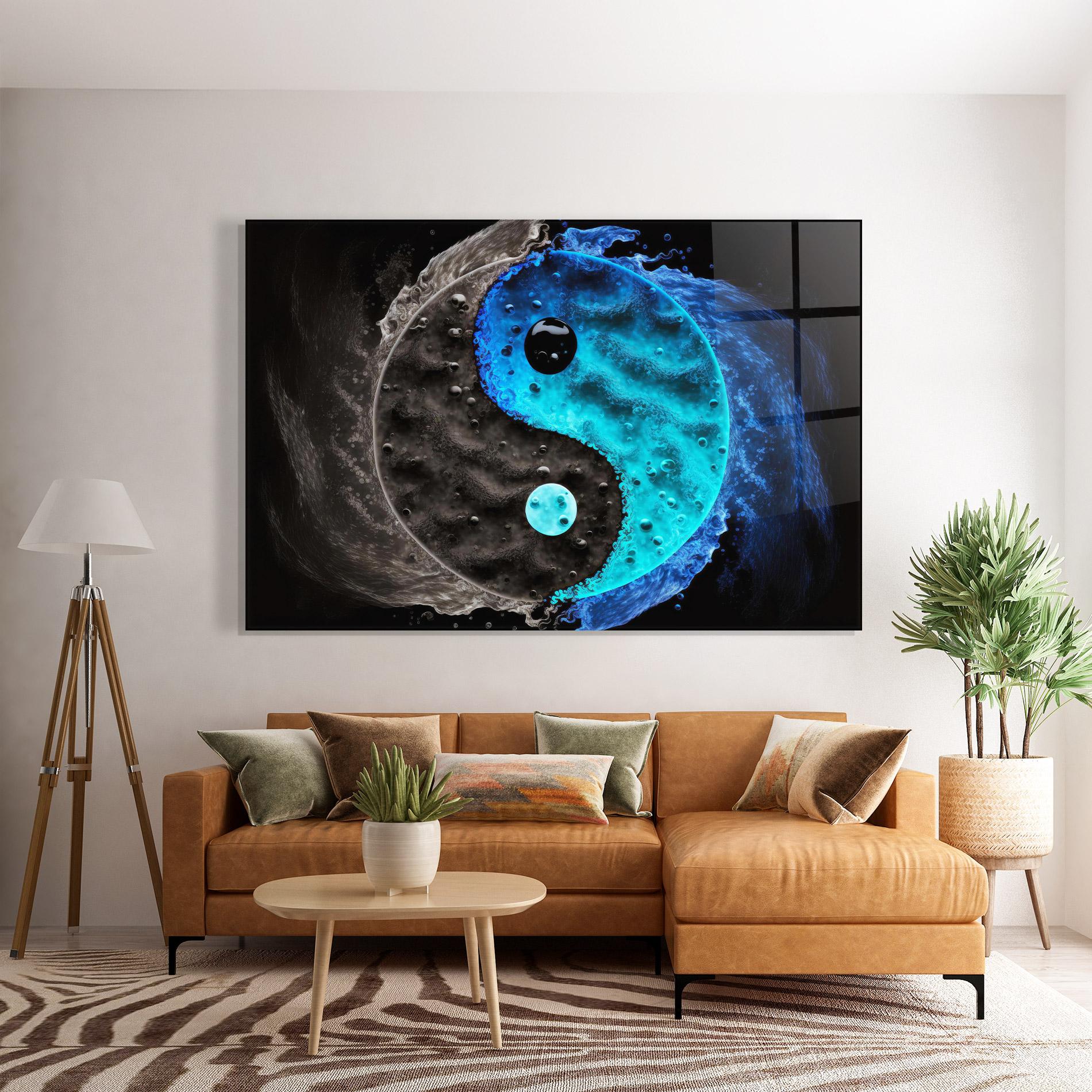 Glasbild Blue Water Yinyang mockup 7