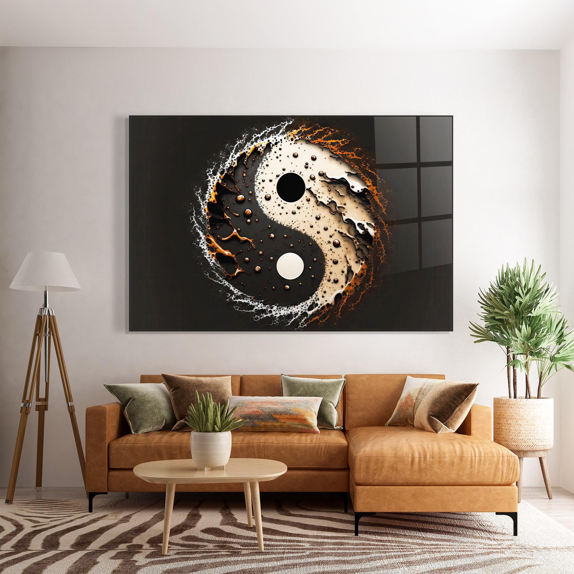 Glasbild Brown Liquid Yinyang mockup 7