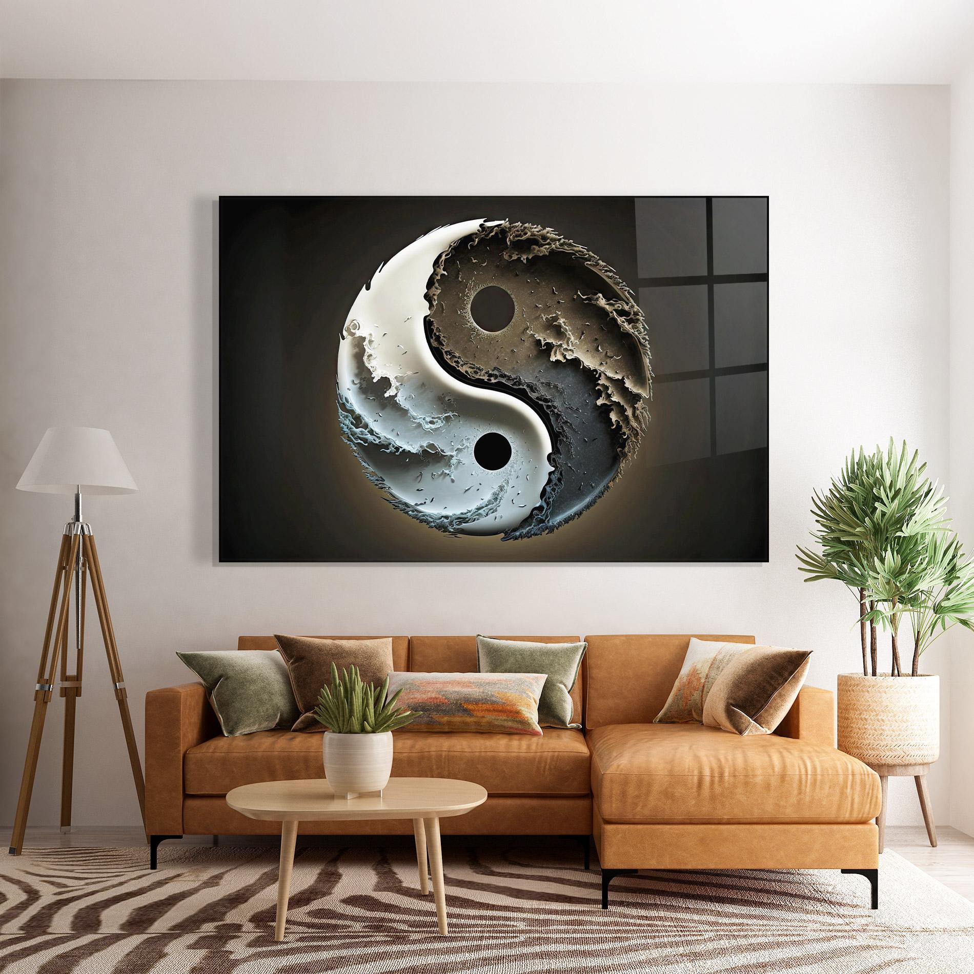 Glasbild Brown Smoke Yinyang mockup 7