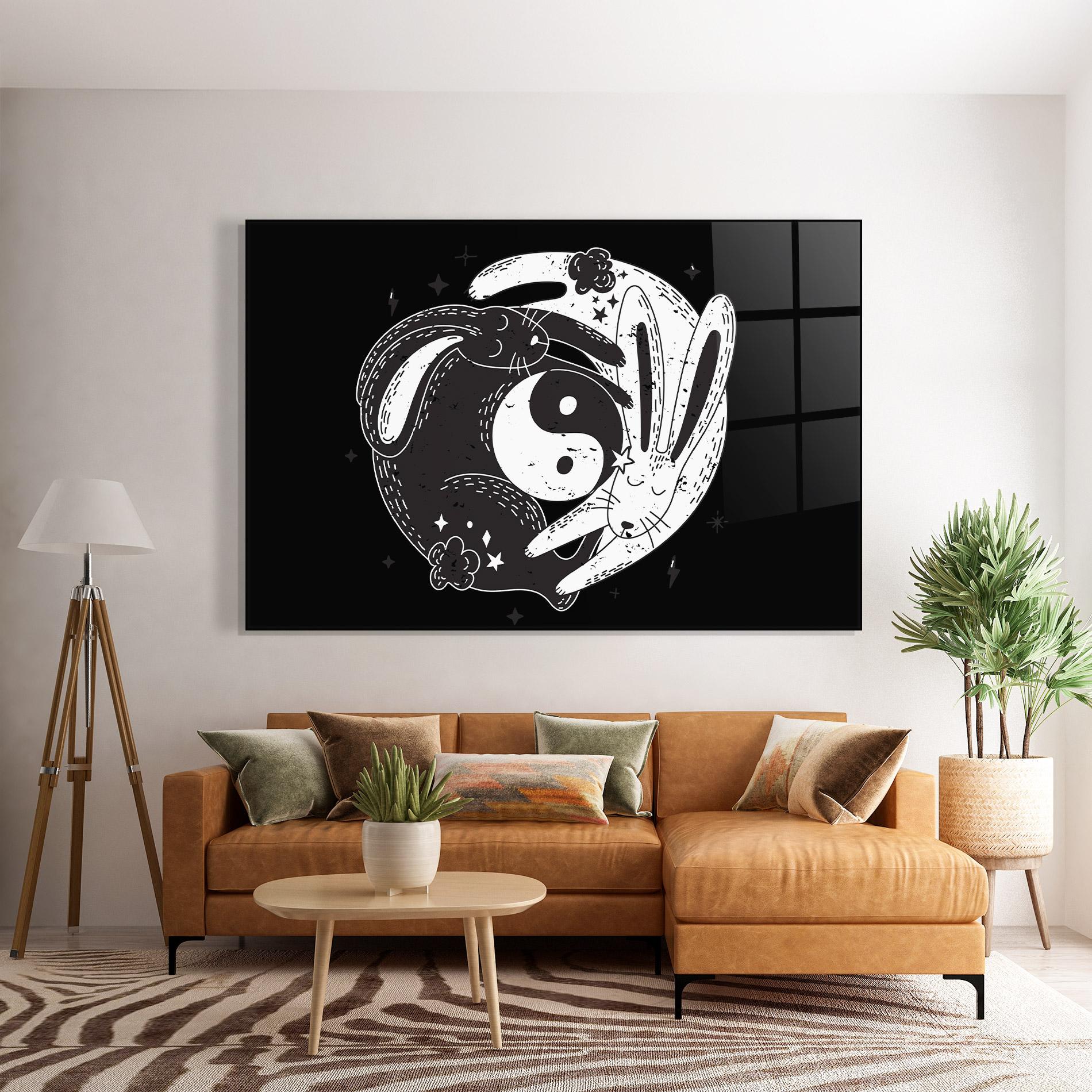 Glasbild Bunny Yinyang mockup 7