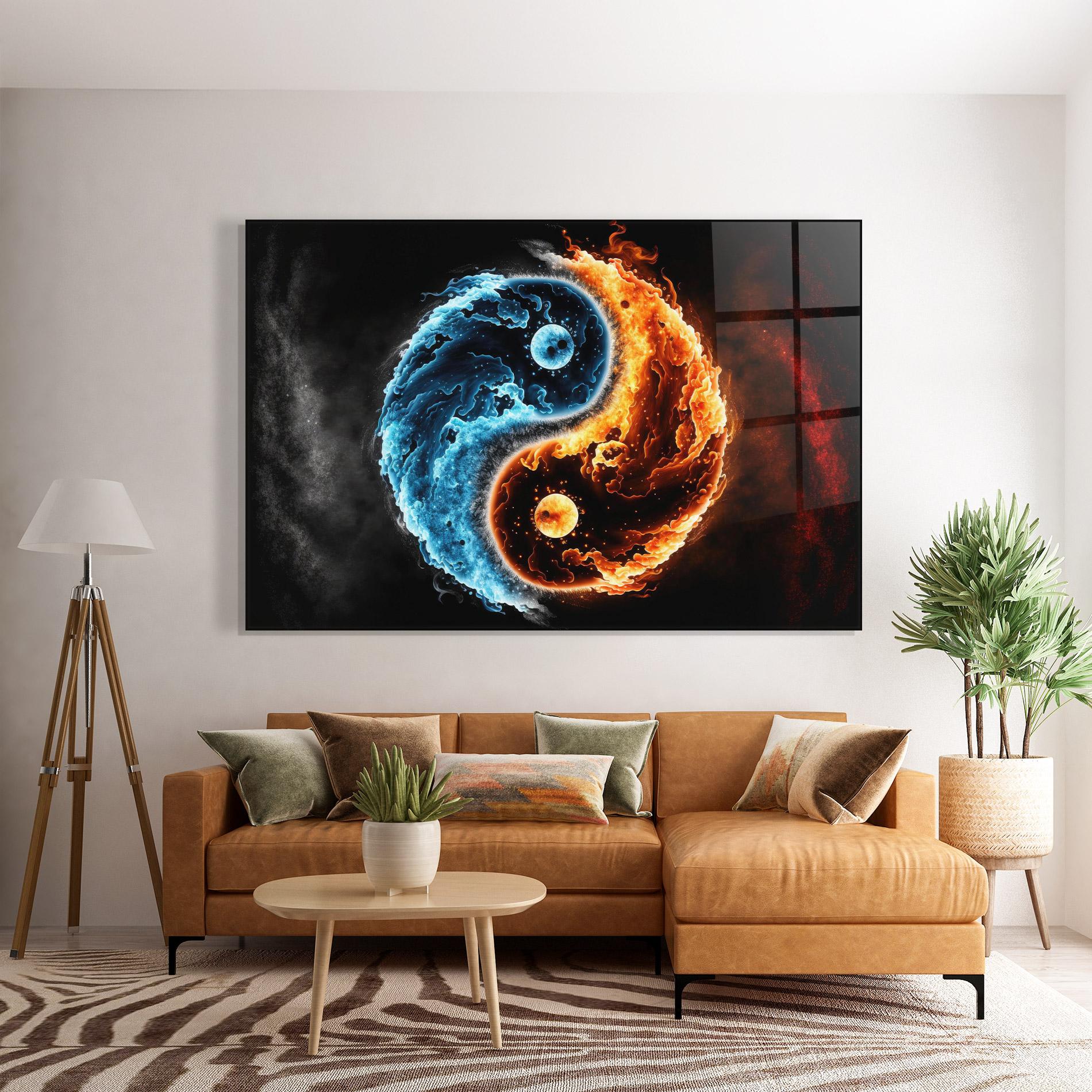 Glasbild Fire Water Yinyang mockup 7