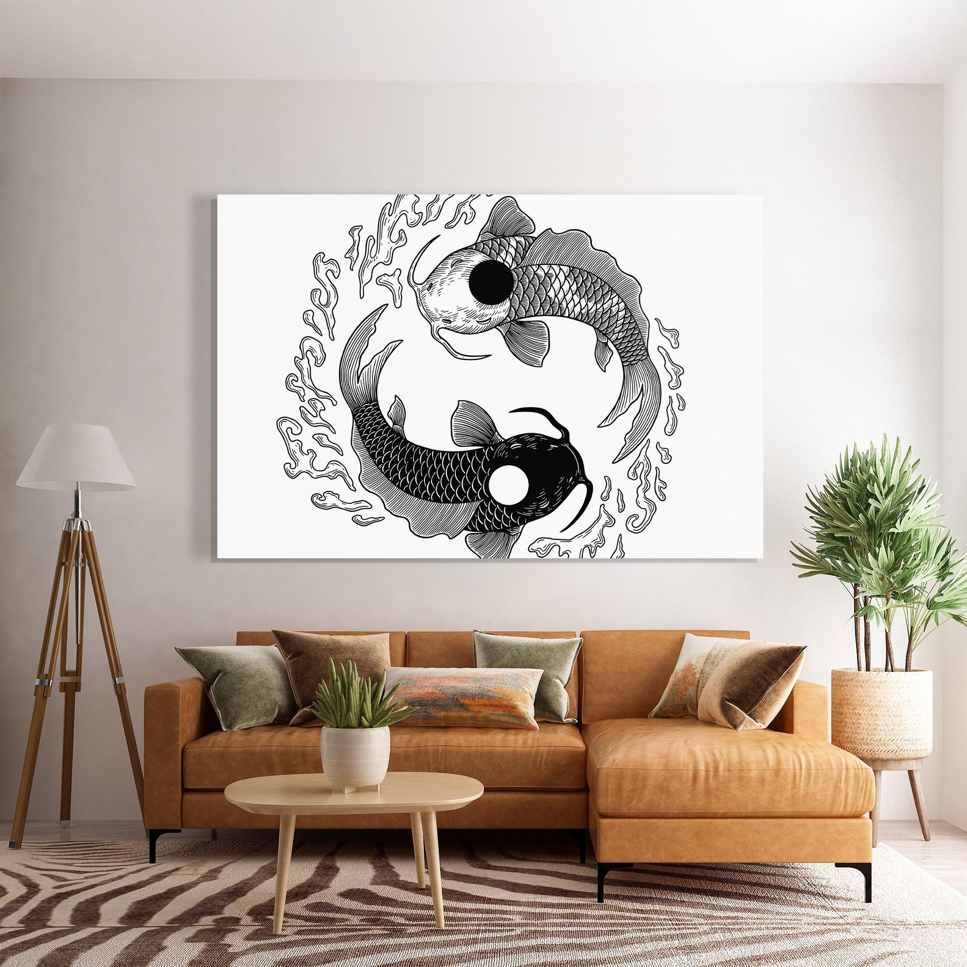 Glasbild Koi Art Yinyang mockup 7