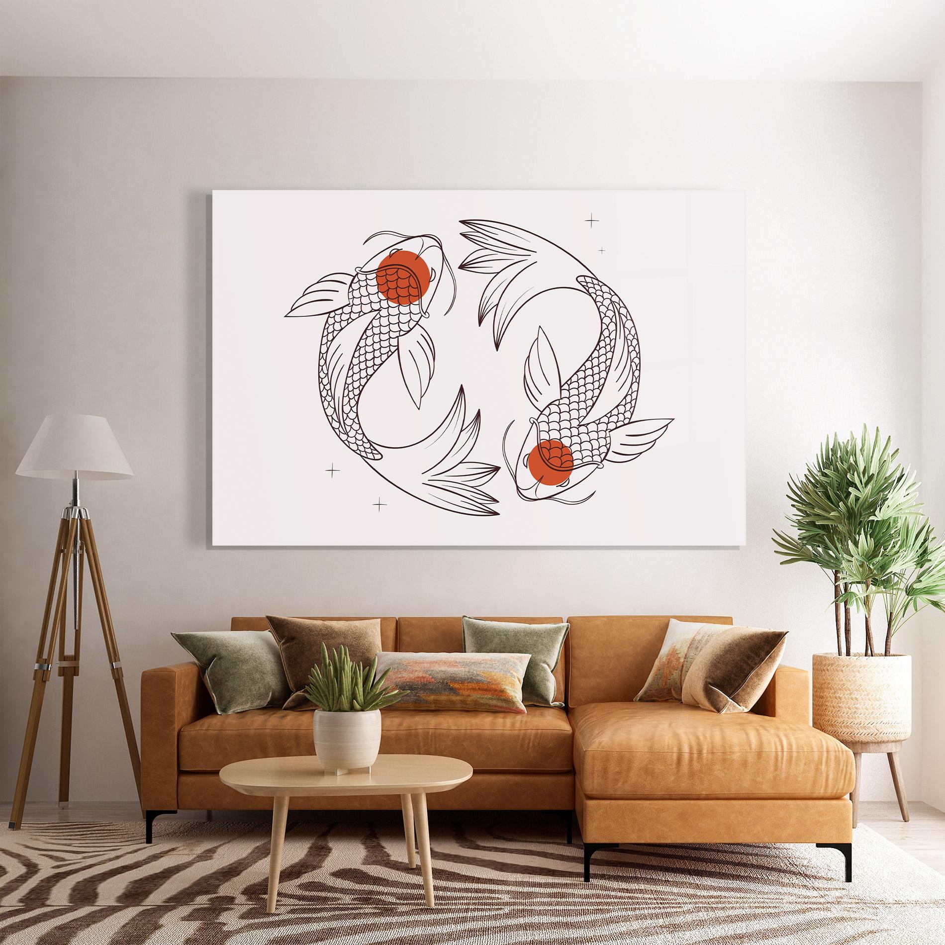 Glasbild Koi Yinyang Art mockup 7
