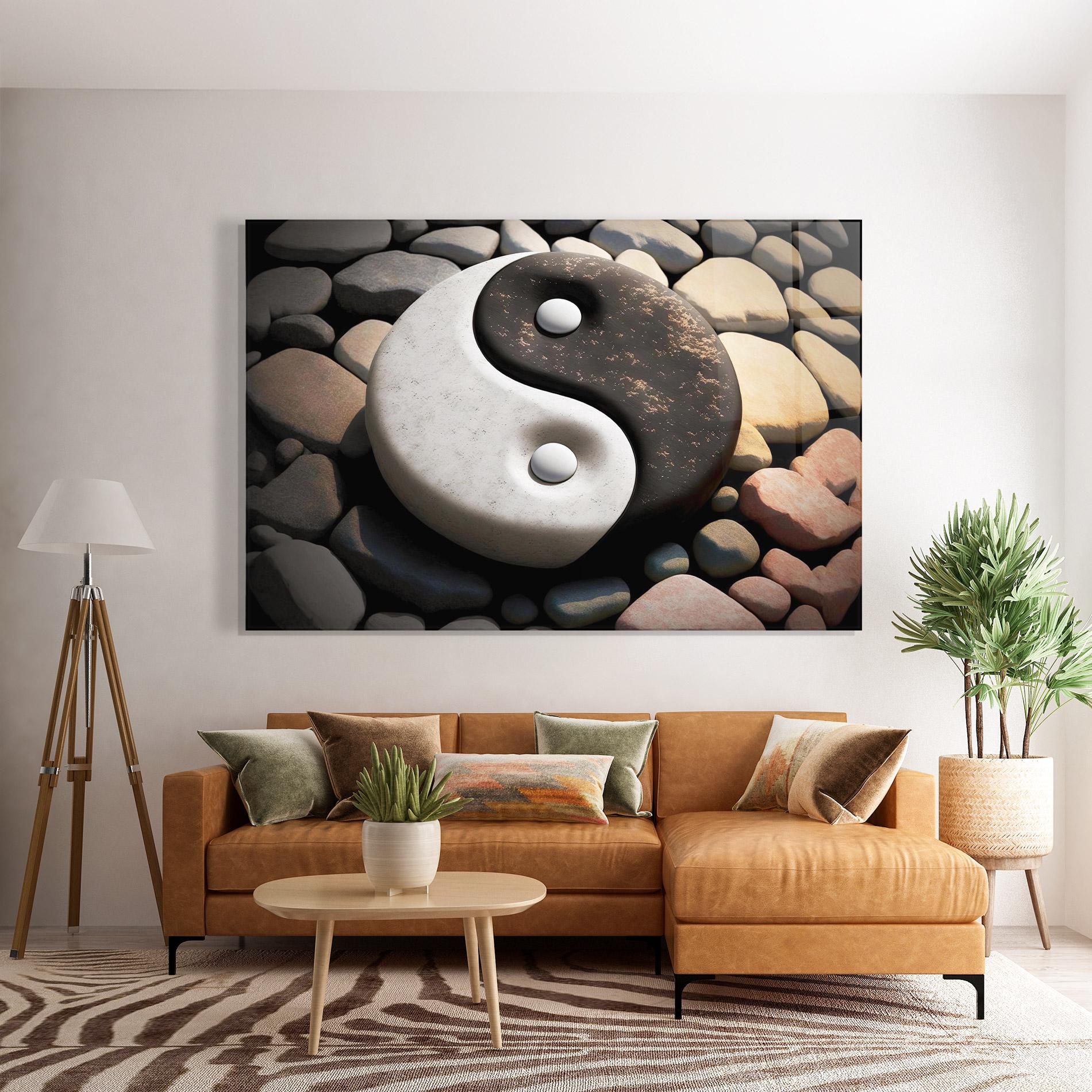 Glasbild Stone Yinyang mockup 7
