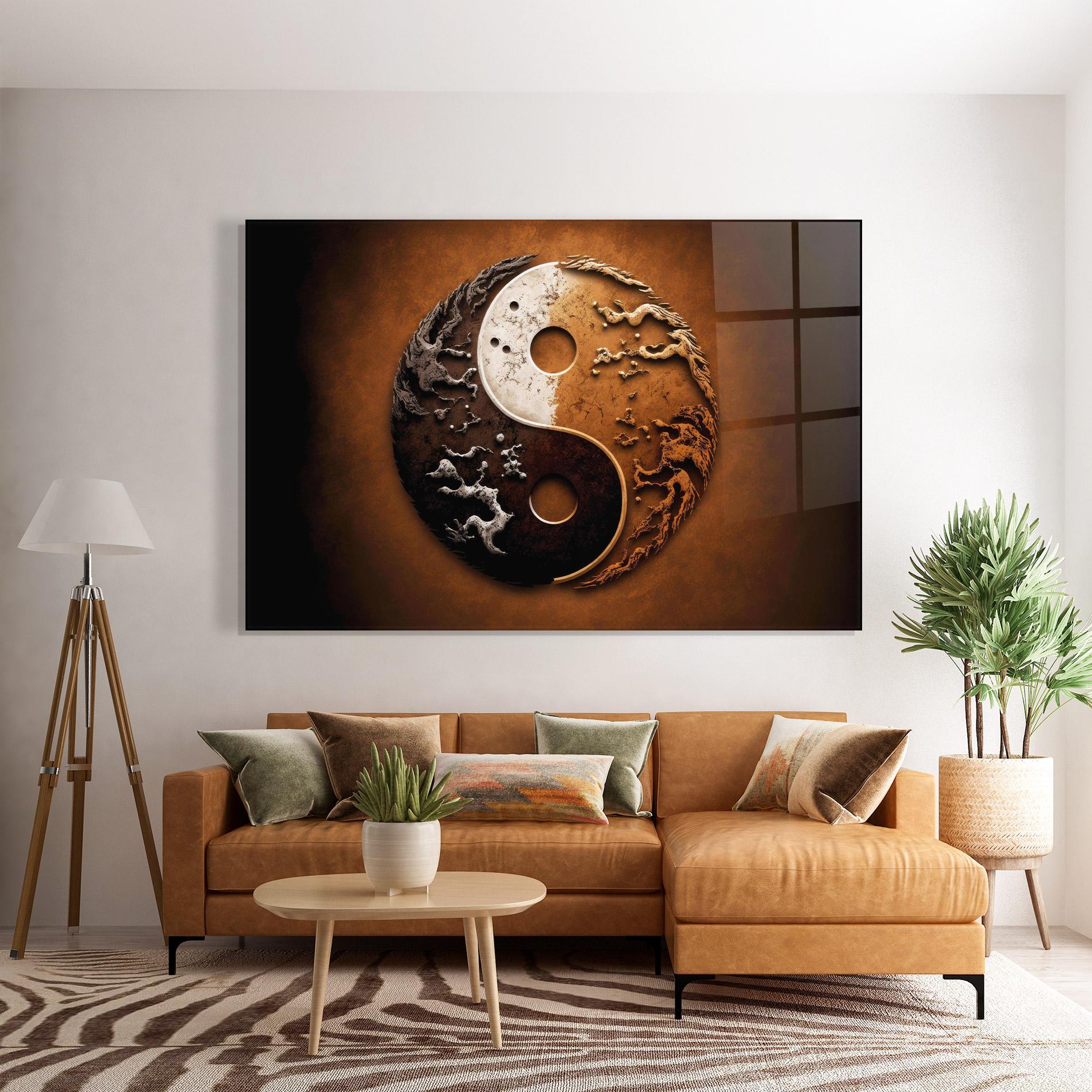 Glasbild White Sand Yinyang mockup 7