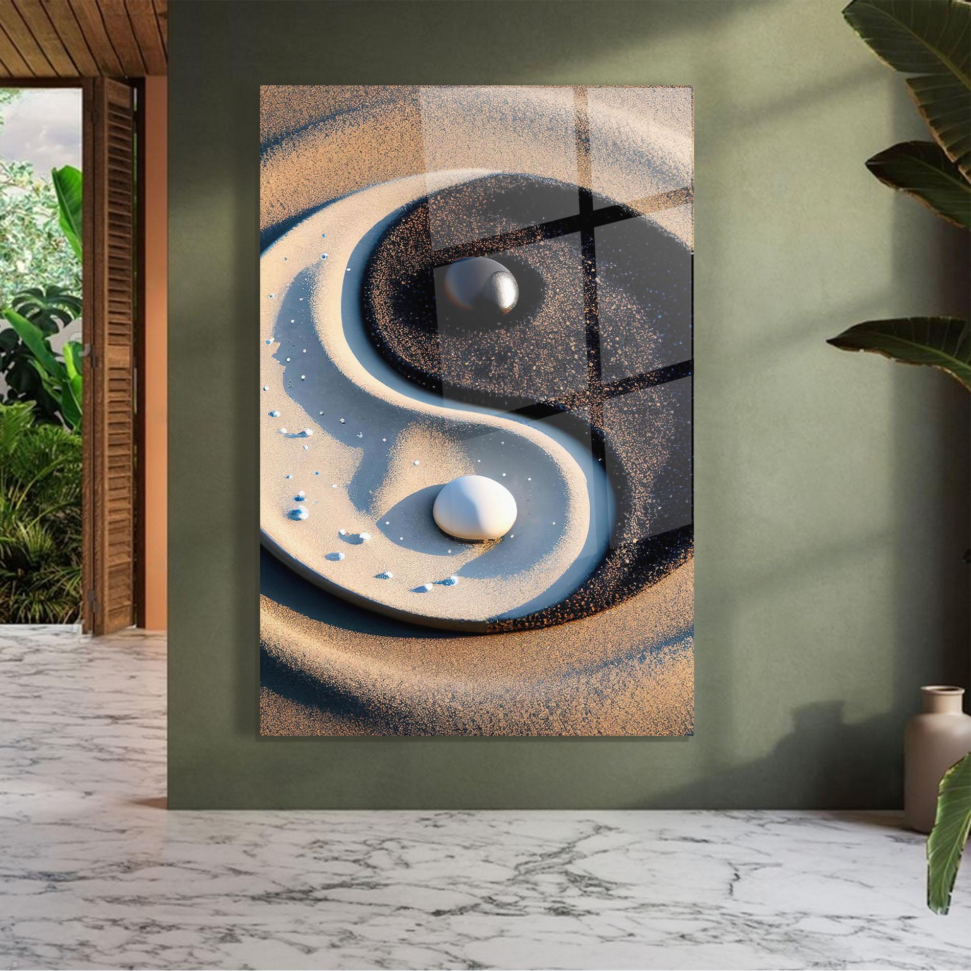 Glasbild Pretty Sand Yinyang mockup 7