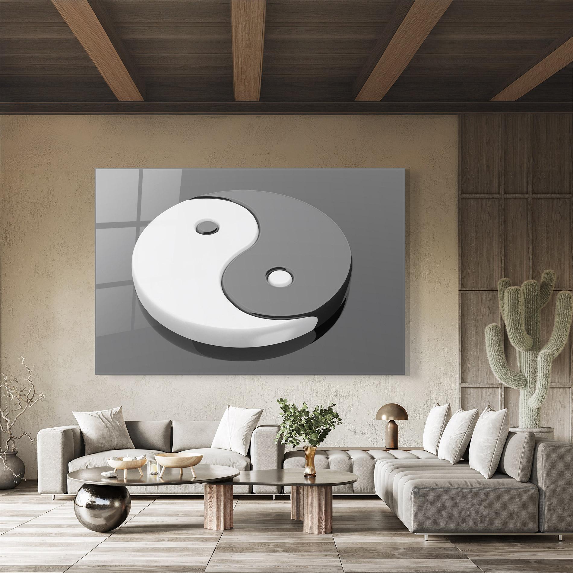 Glasbild 3d Yinyang mockup 8