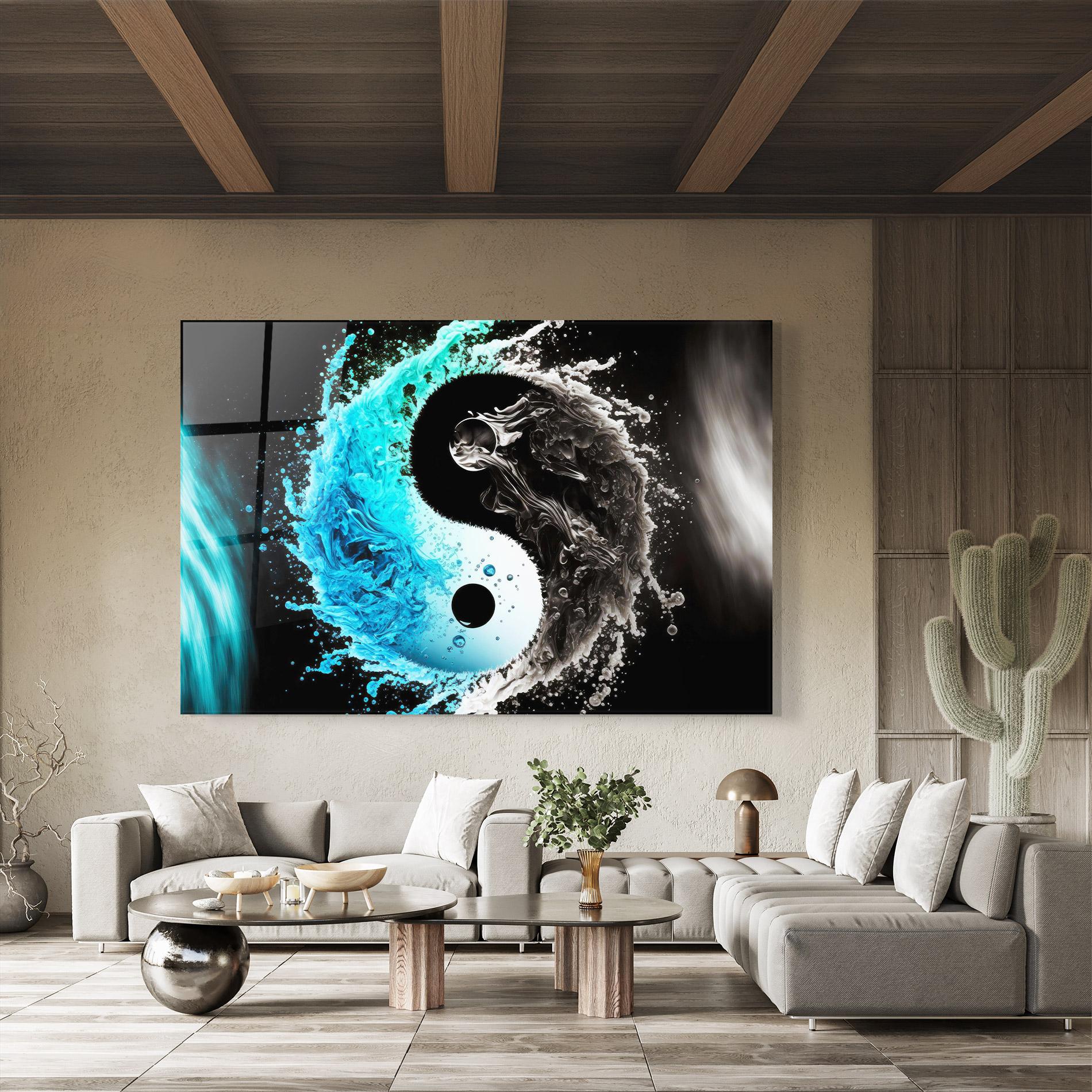 Glasbild Blue Black Yinyang mockup 8