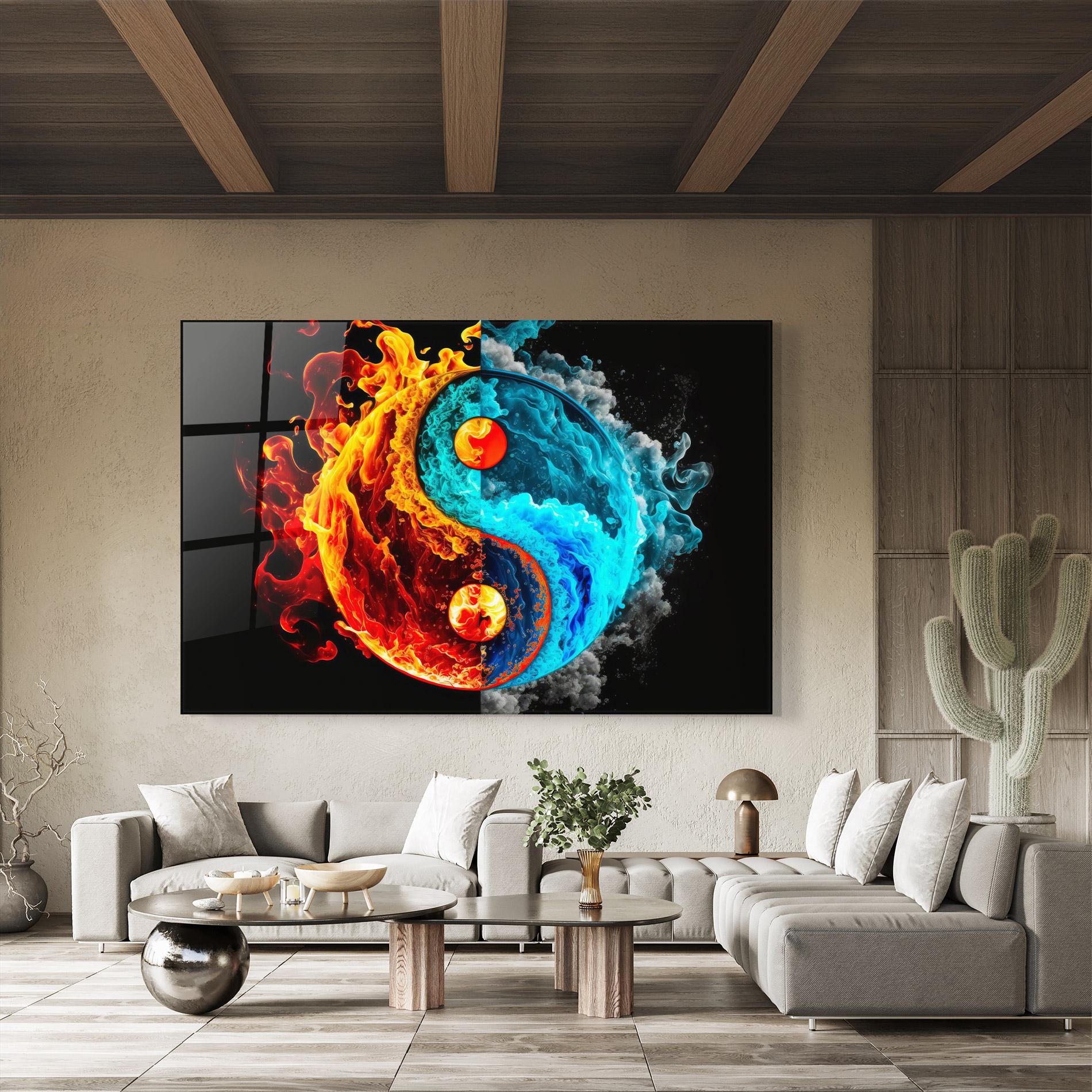 Glasbild Blue Smoke Yinyang mockup 8