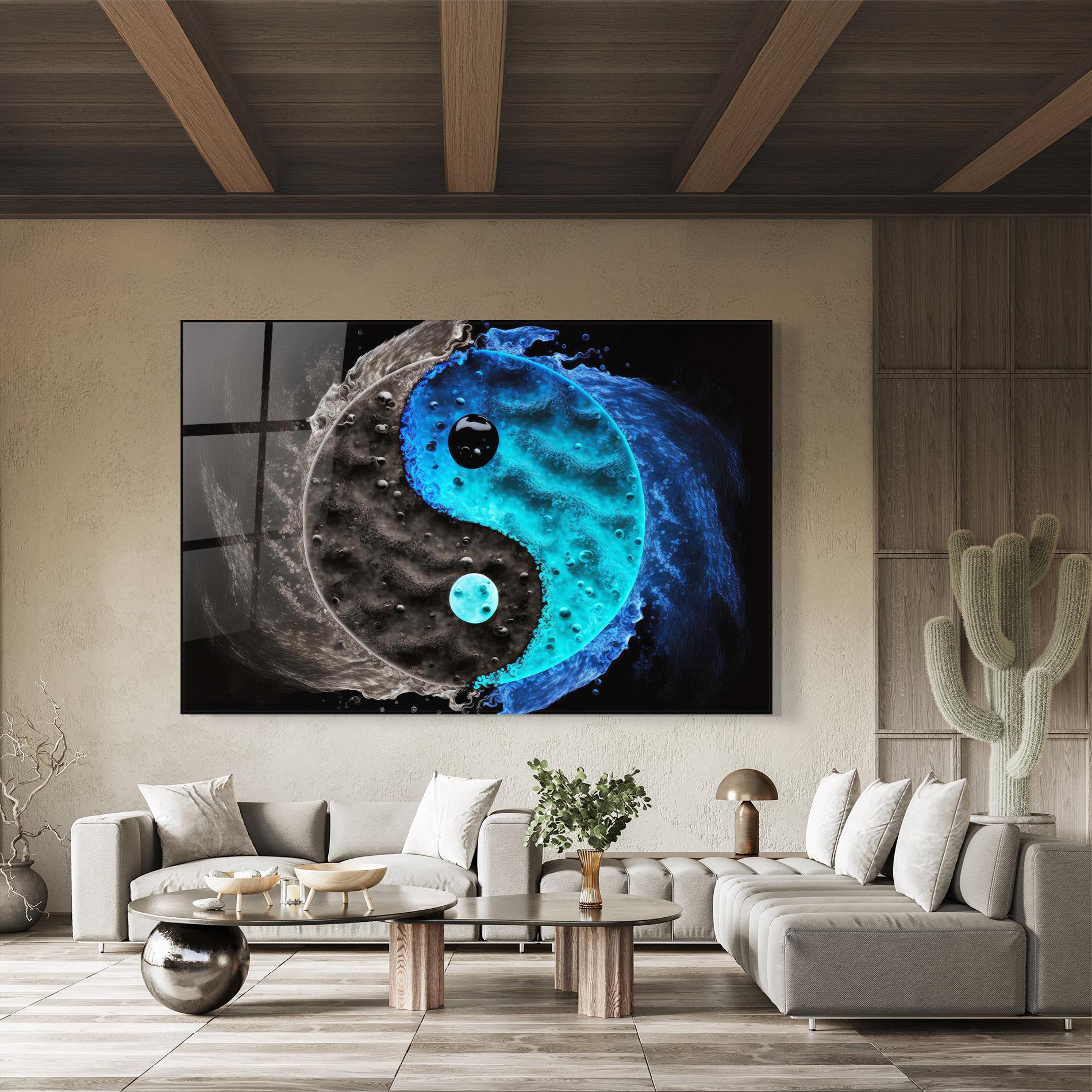 Glasbild Blue Water Yinyang mockup 8