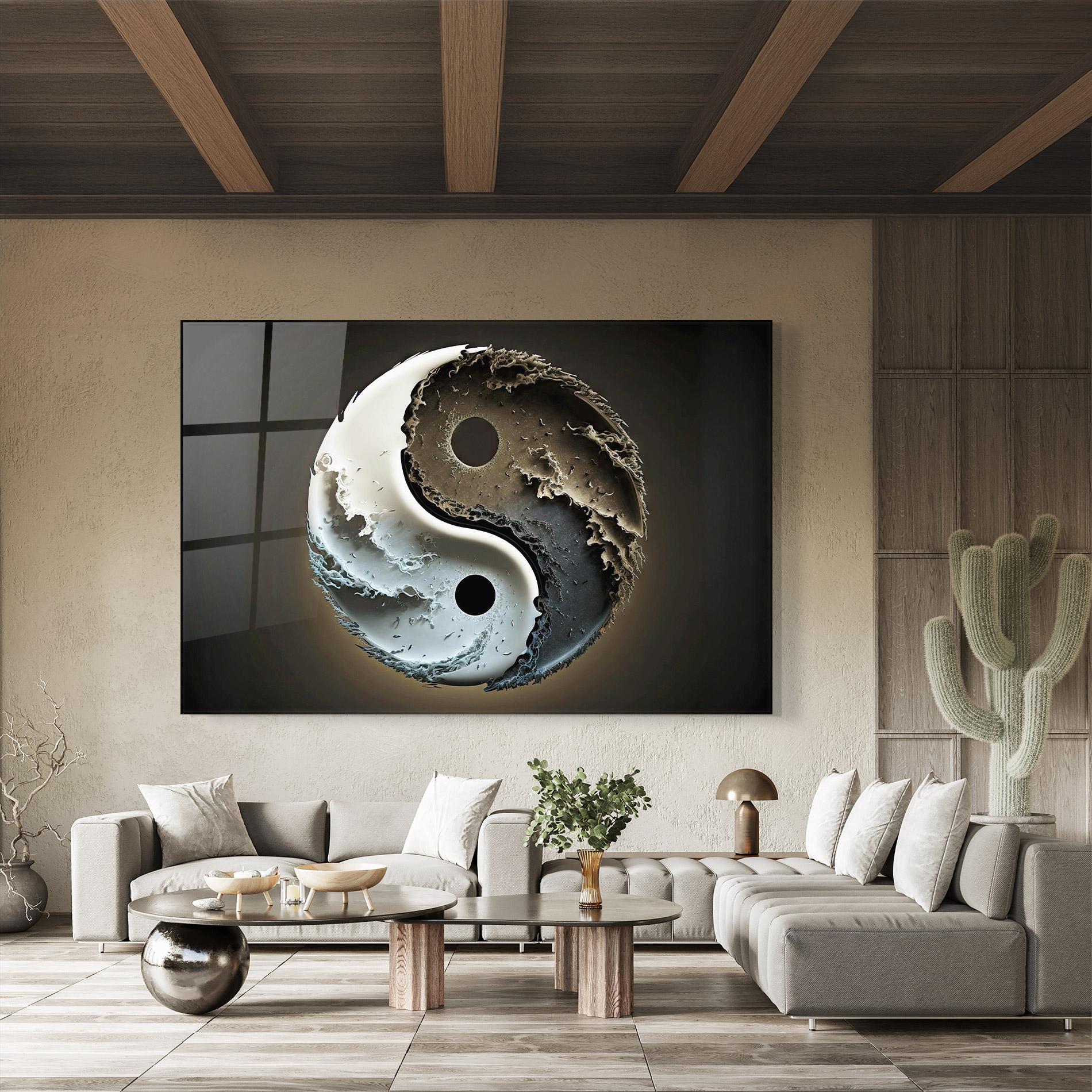 Glasbild Brown Smoke Yinyang mockup 8