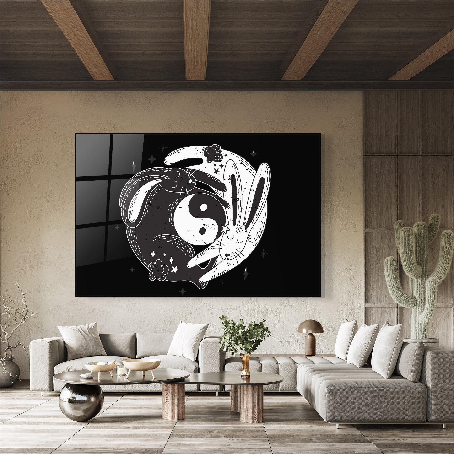 Glasbild Bunny Yinyang mockup 8