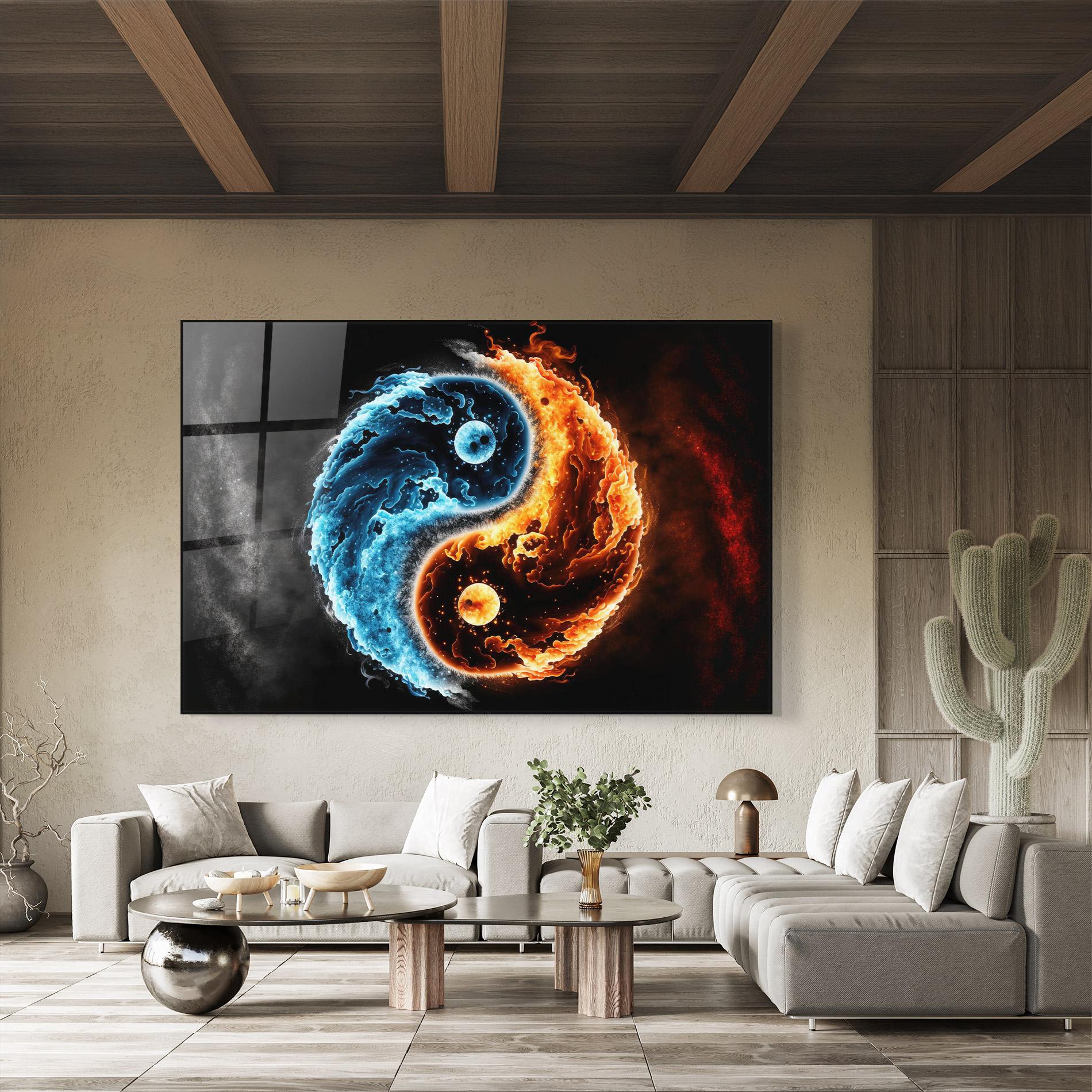 Glasbild Fire Water Yinyang mockup 8