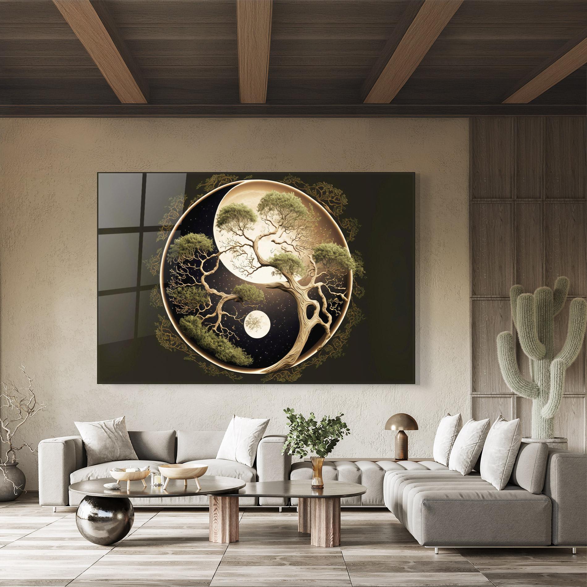 Glasbild Green Tree Yinyang mockup 8