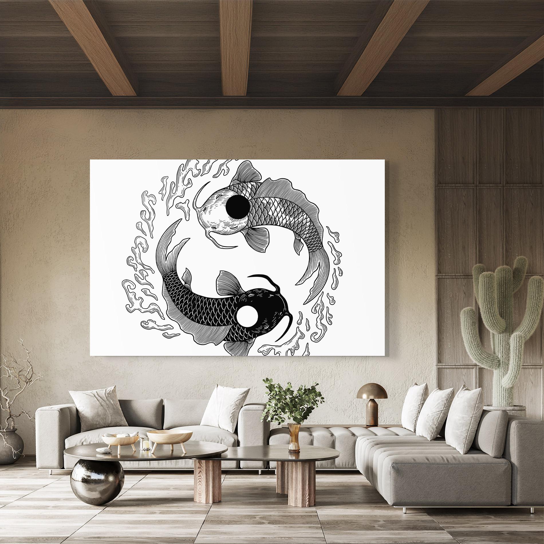 Glasbild Koi Art Yinyang mockup 8