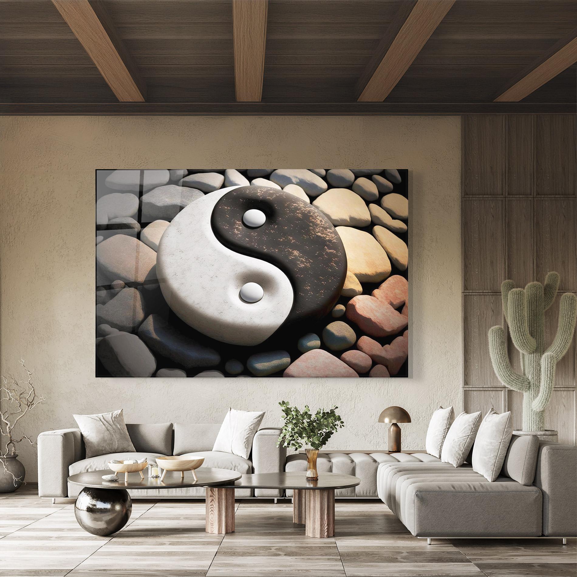 Glasbild Stone Yinyang mockup 8
