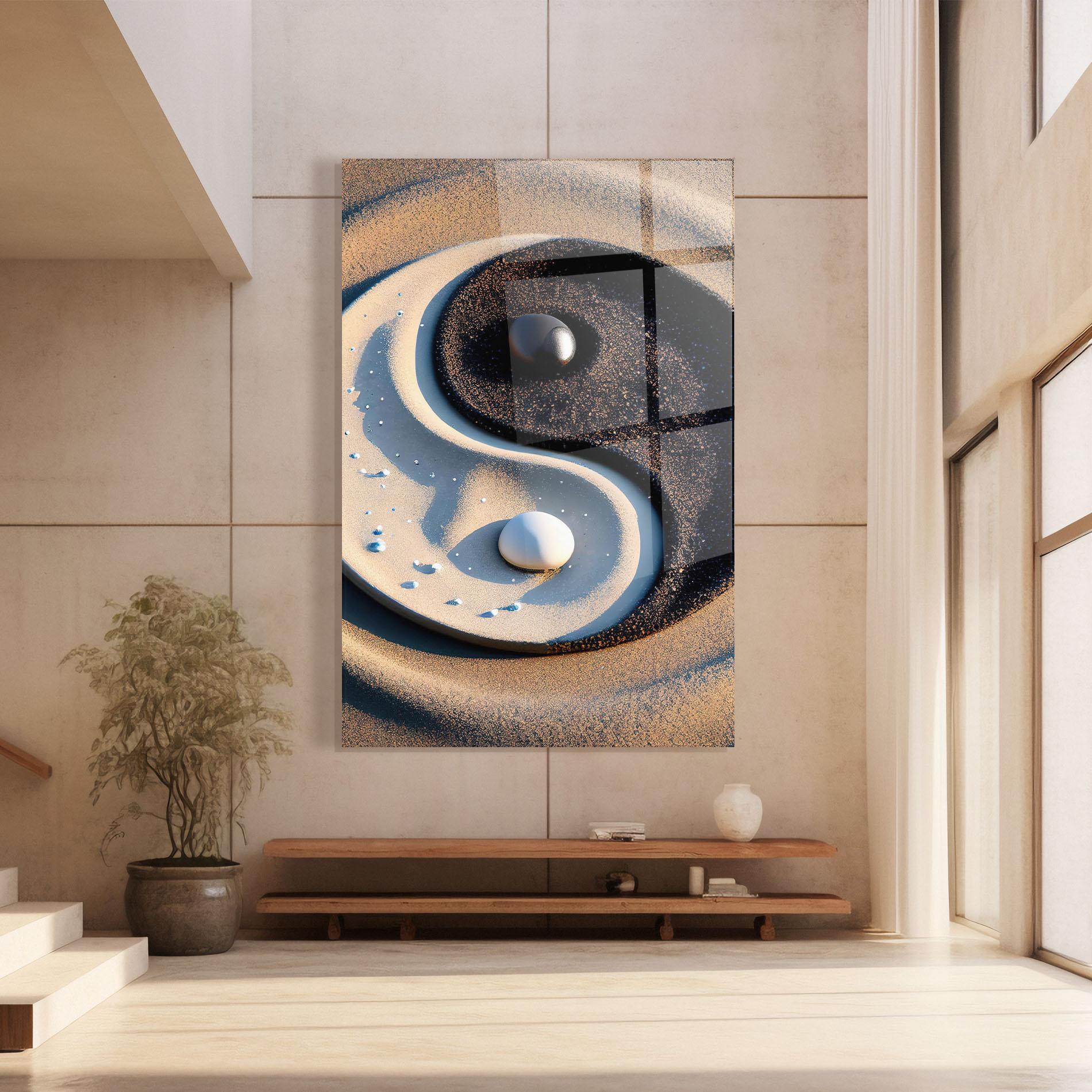 Glasbild Pretty Sand Yinyang mockup 8