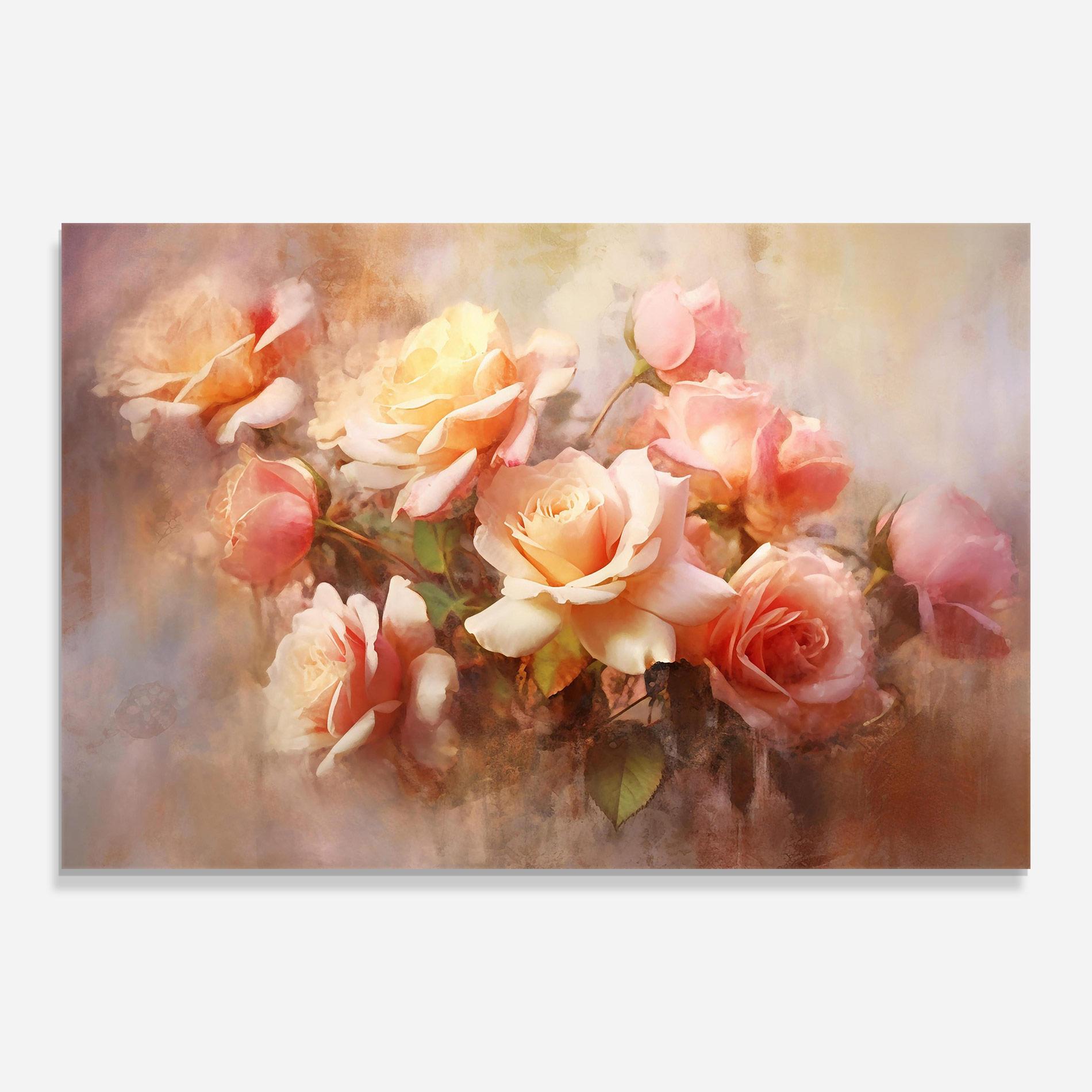 Glasbild Roses Bouquet Painting mockup 0