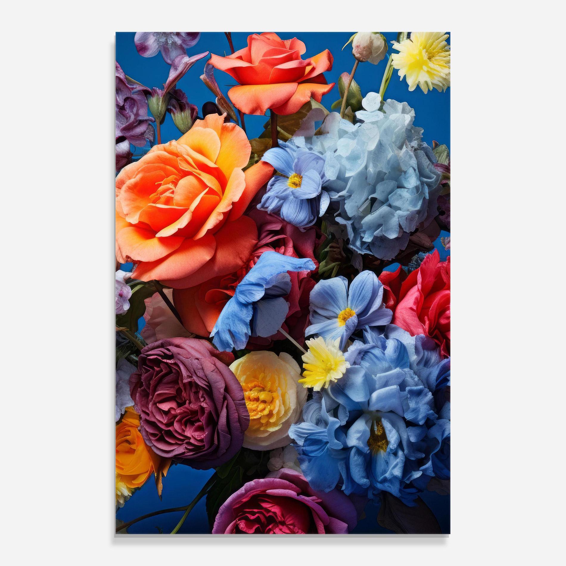 Glasbild Blue Orange Bouquet mockup 0