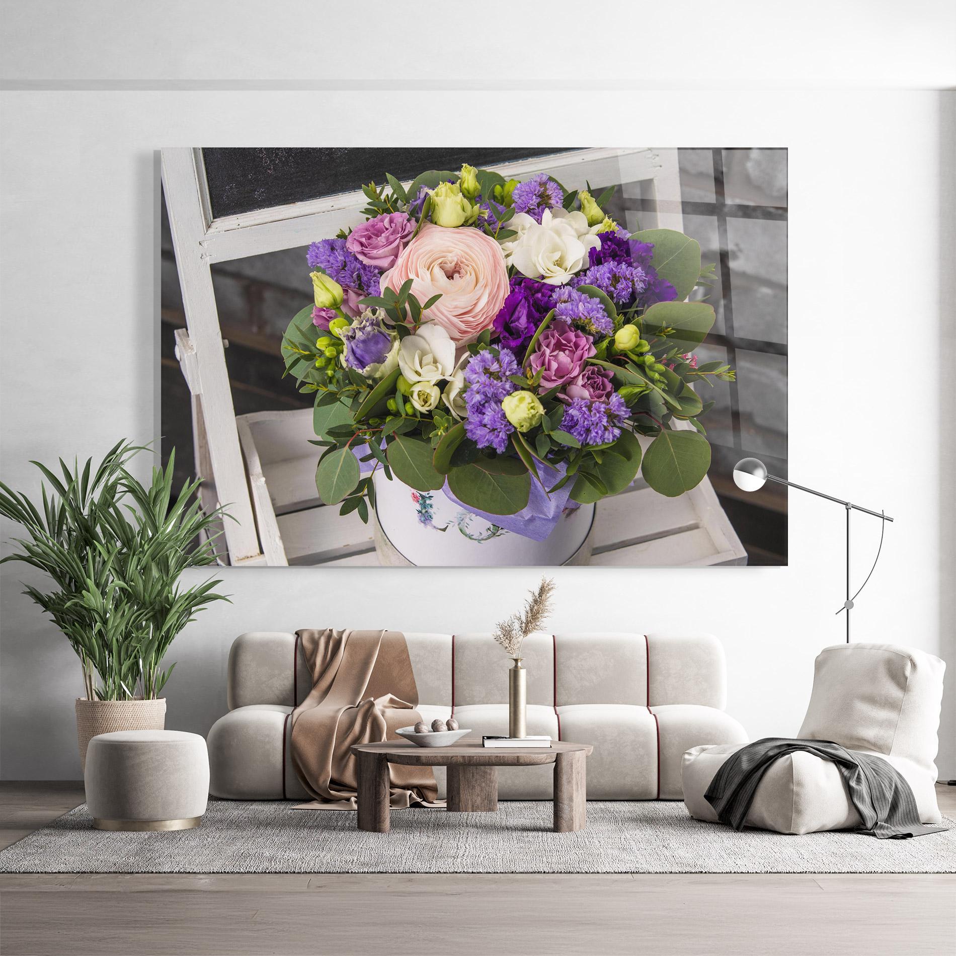 Glasbild Big Pink Rose Bouquet mockup 9