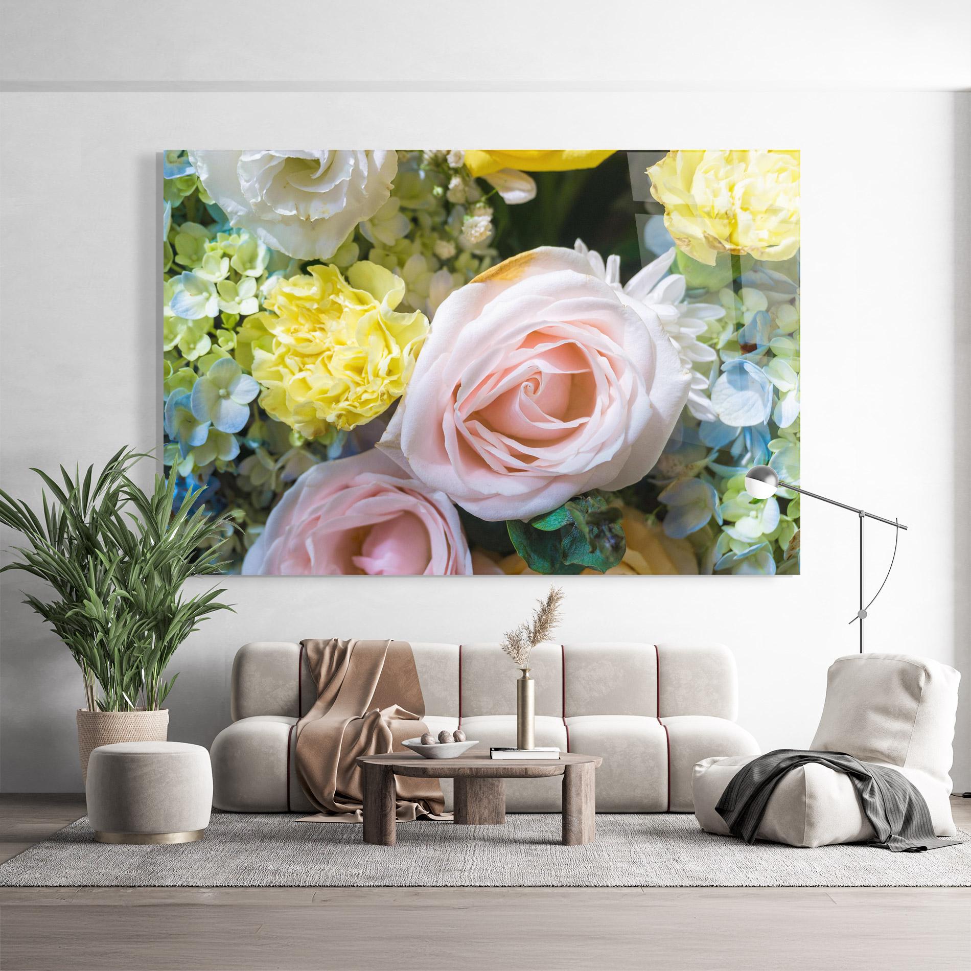 Glasbild Bouquet Light Pink mockup 9