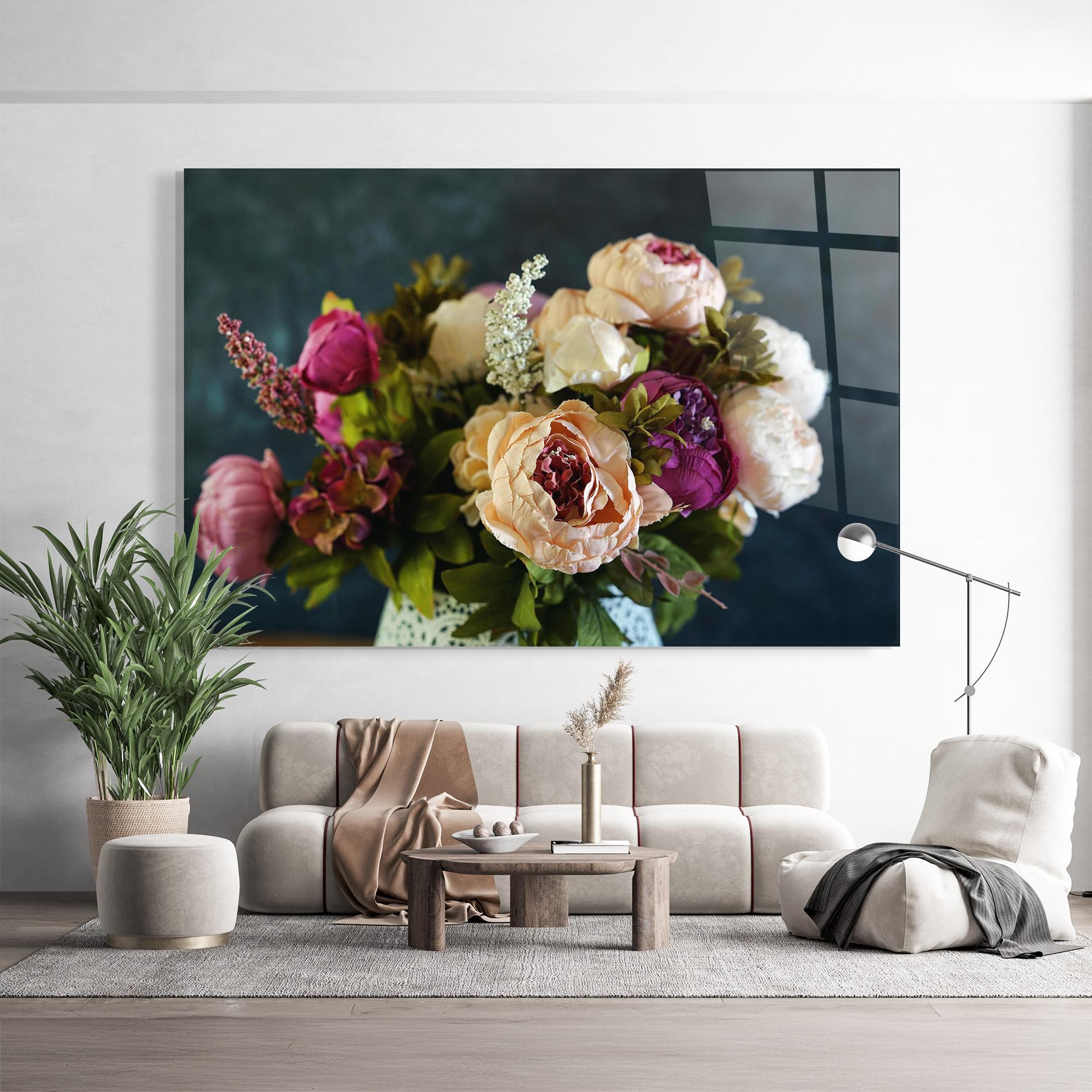 Glasbild Cream Roses Bouquet mockup 9