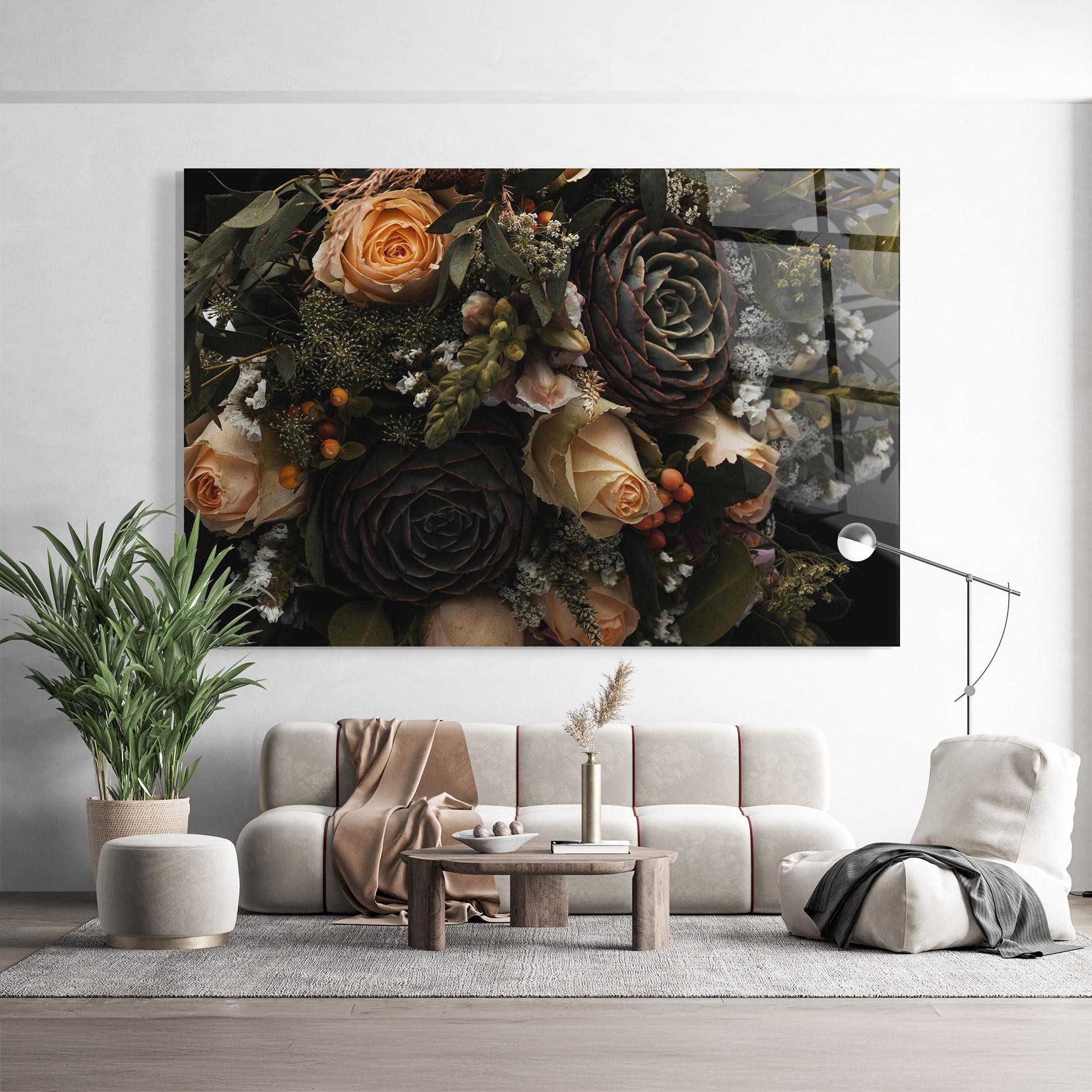 Glasbild Luxurious Black Bouquet mockup 9