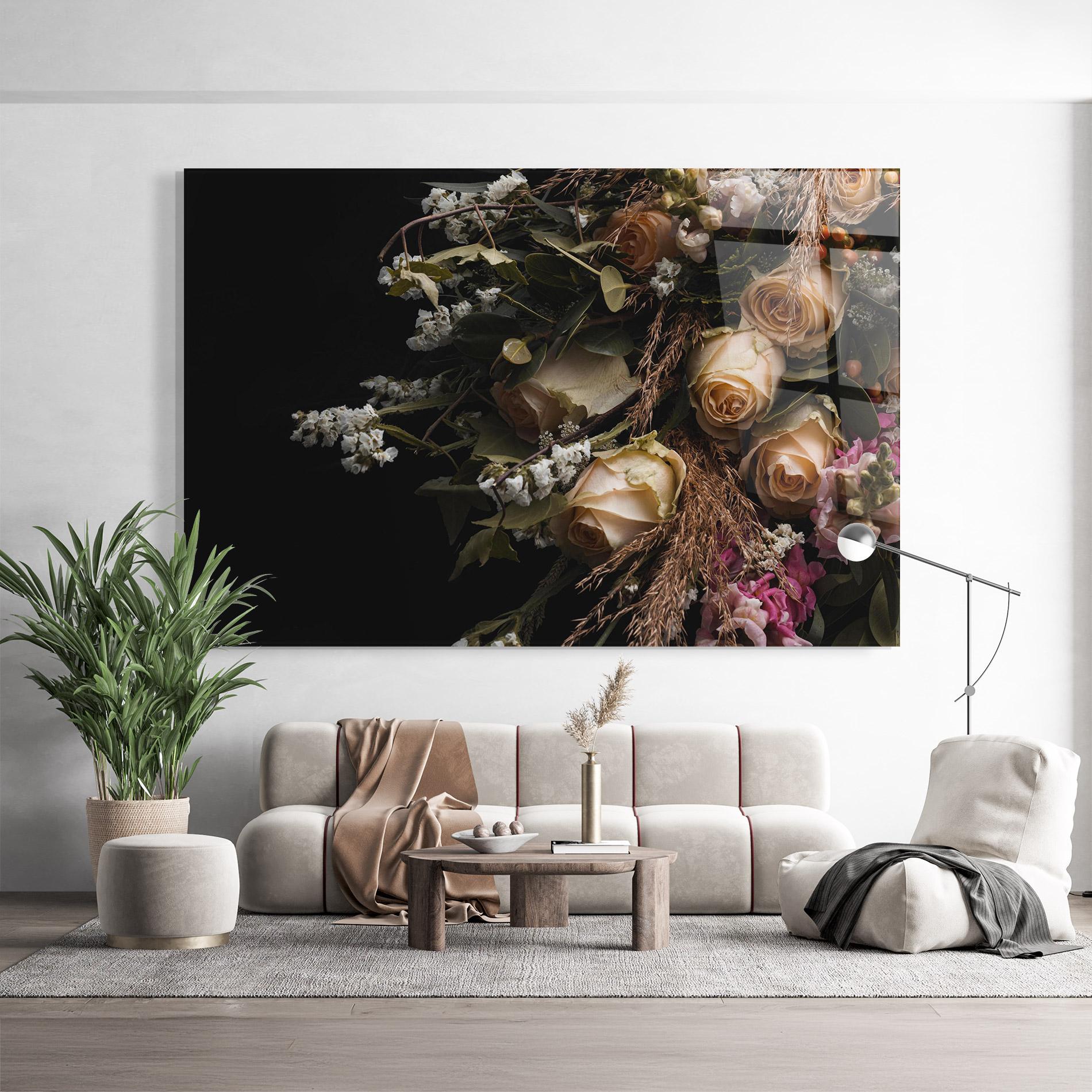 Glasbild Luxurious Cream Bouquet mockup 9