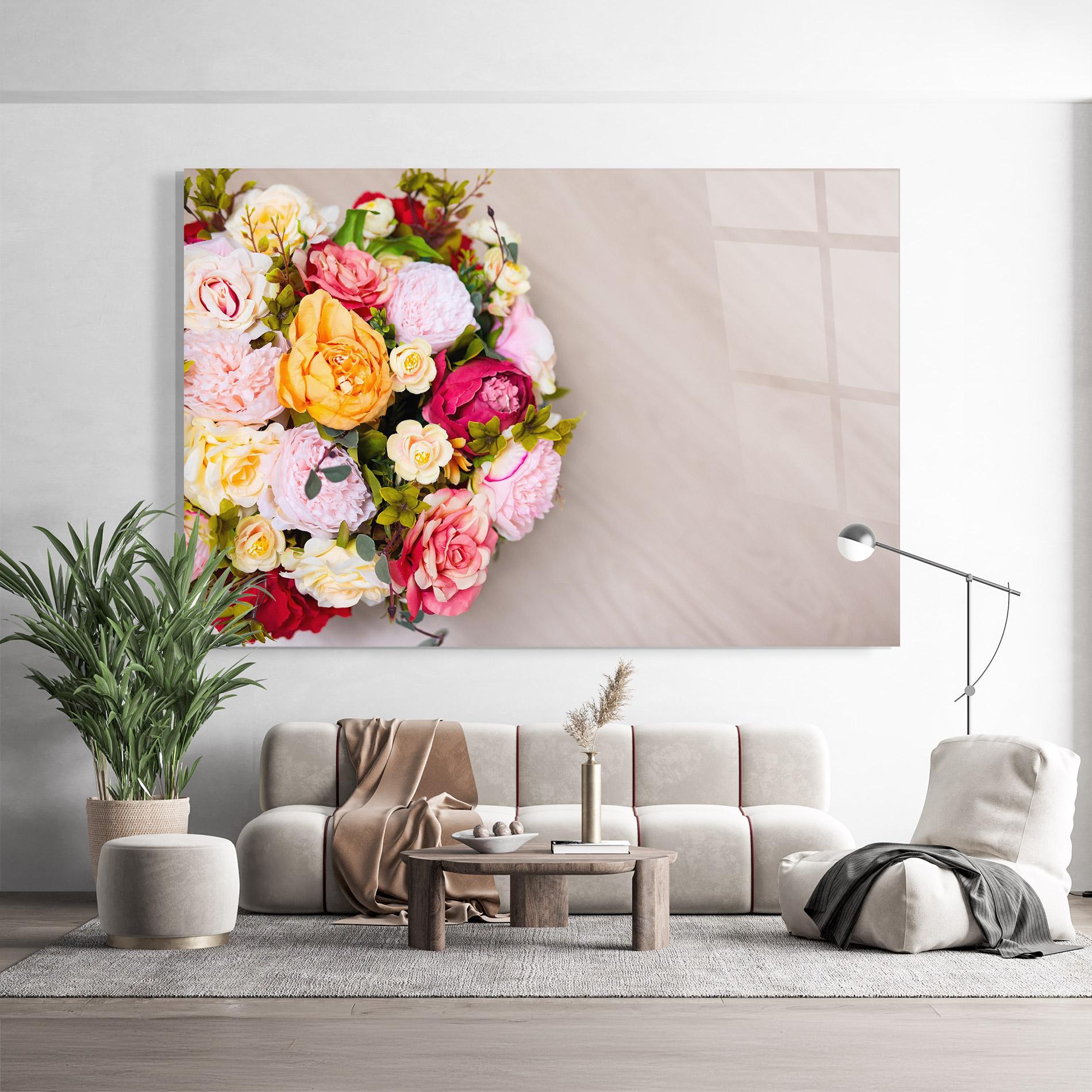 Glasbild Orange Purple Bouquet mockup 9