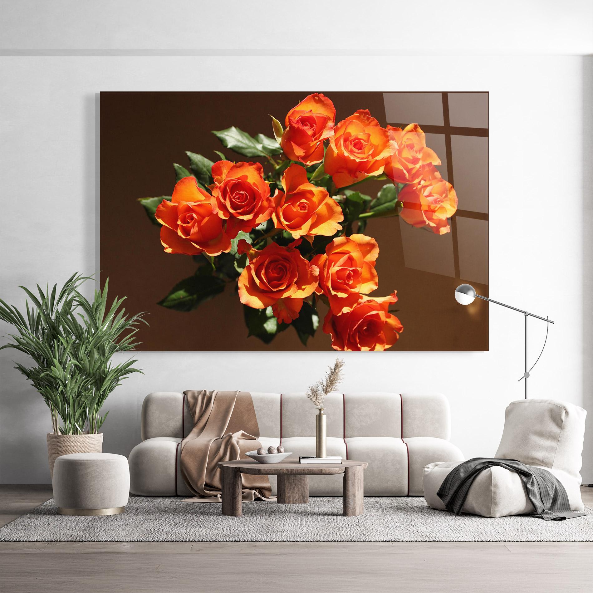 Glasbild Orange Roses Bouquet mockup 9